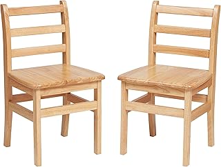 ECR4Kids Hardwood 3-Rung Ladderback Chair, Natural (2-Pack) EDUCATIONAL_SUPPLIES, 16-Inch