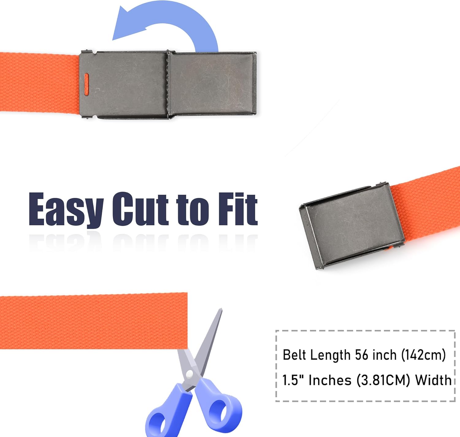 Mile High Life Canvas Web Belt | Cut to Fit Up to 52" | Flip-Top Matte Silver Nickel Buckle 12 Colors - Image 6