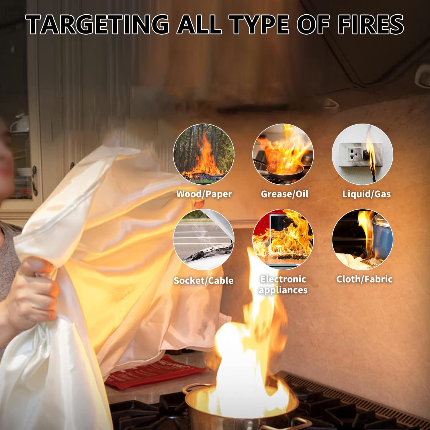 Kanhiro Fire Blanket, Emergency Fire Suppression Blanket For Home And Kitchen, Fiberglass Fire Blanket Great For School, Fireplace, Grill, Car, Office, Warehouse (4 Pack, 39 In X 39 In - View #10