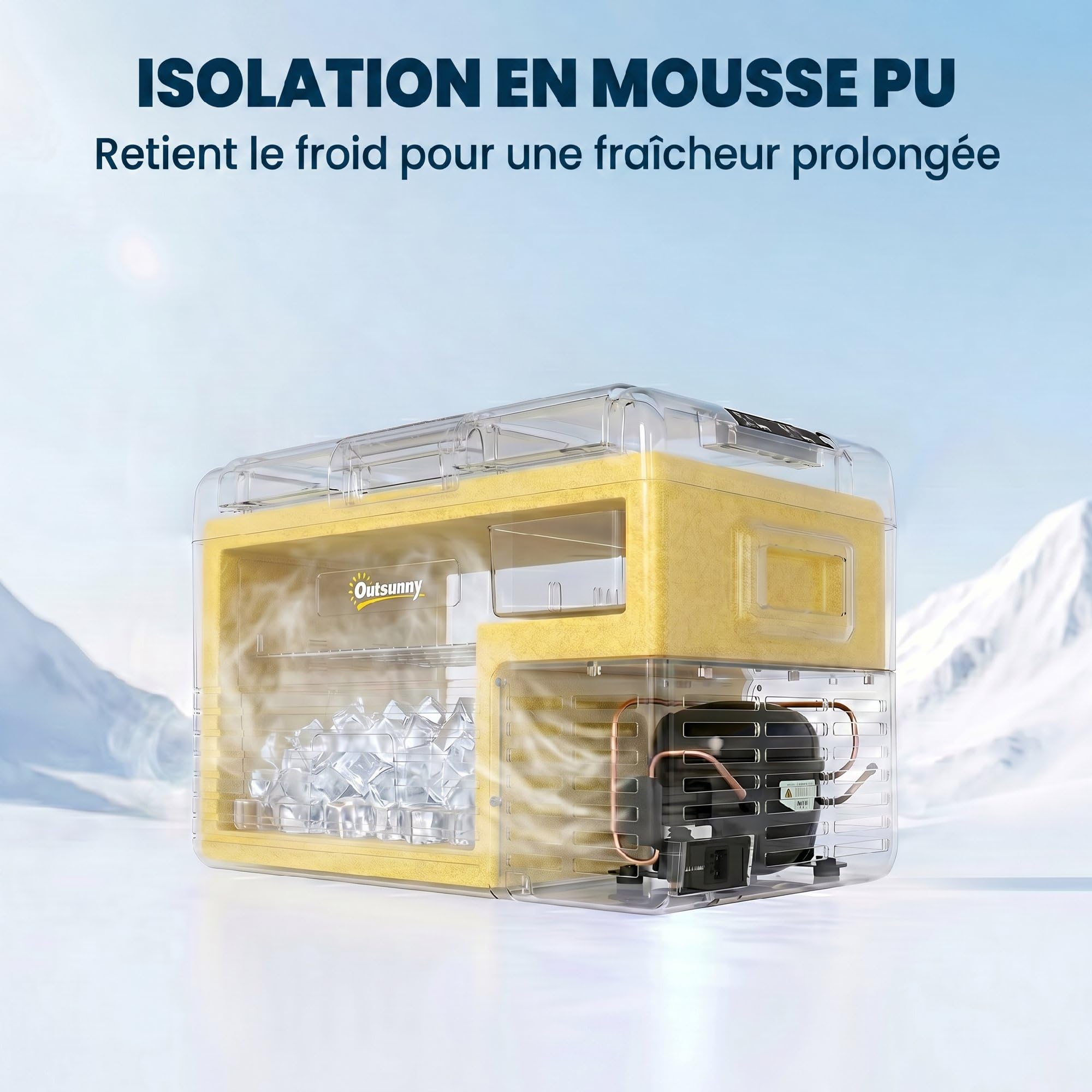 Outsunny Glacière électrique Portable réfrigérateur congélateur avec poignées
