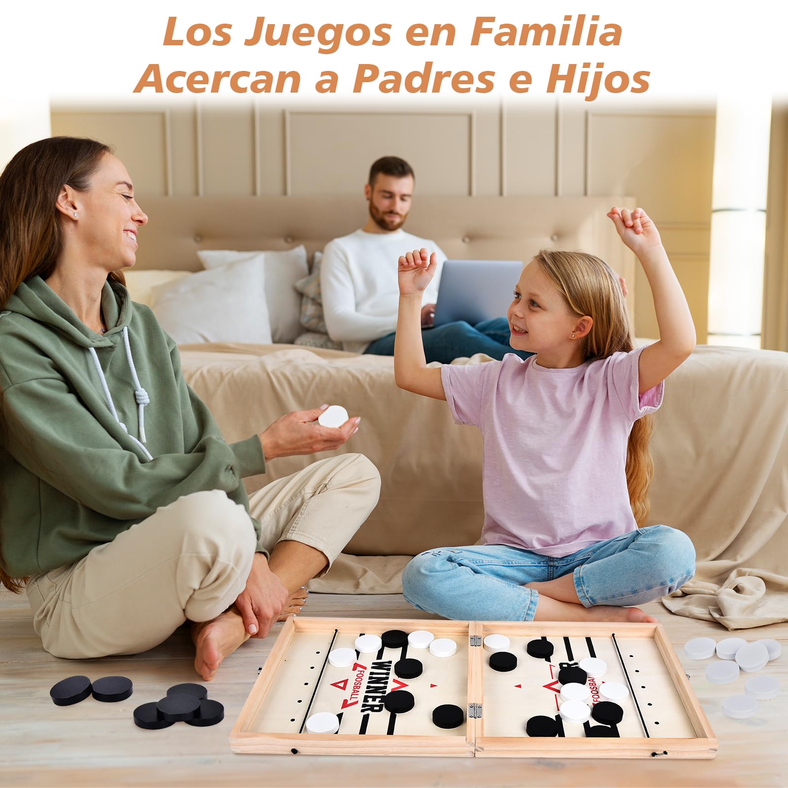 Aragallant Hockey de Madera Portatil, Honda Rápida Juego de Mesa de Hockey Juego de Hockey de Escritorio, Board Games for Kids Adults Mesa de Tiro Rápido Juegos de Mesa Fiesta Familiares Interactivos