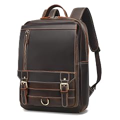 LANNSYNE Vintage Genuine Leather Backpack For Men Fits up to 16 Laptop Travel Hiking Rucksack