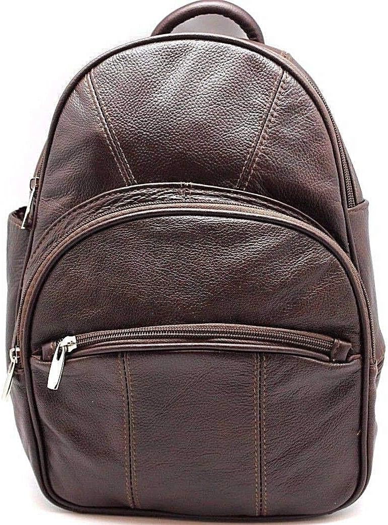 Leather Backpack Purse Mid Size & Convertible into single strap sling Bag or Backpack wearing Multiple Organizer Pockets Dark Brown