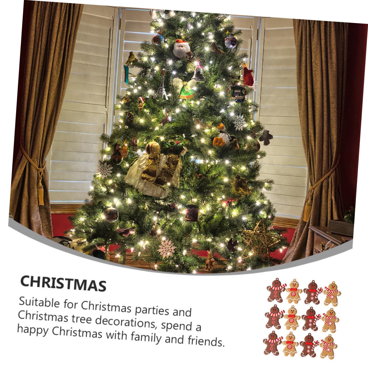 24 Piezas Adornos Colgantes de PVC para Árbol de Navidad Figuras de Hombre de Jengibre Ligeras y Resistentes Decoración Navideña Elegante y Fácil de Colgar