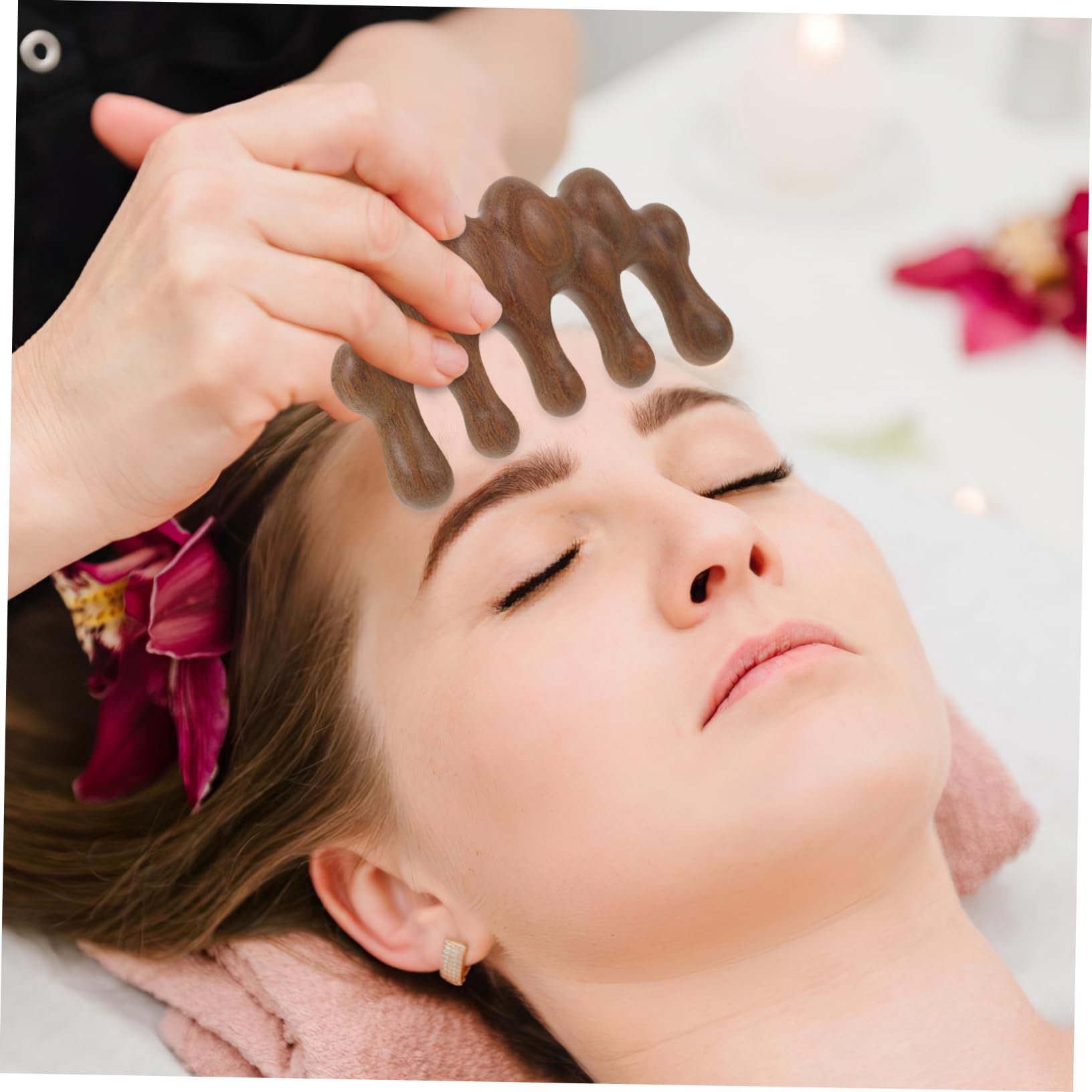 Mikinona Massage Comb Acupoint Comb Acupoint Massage Comb Scalp Comb Hair Scalp Massager Wide Tooth Comb Face Massager Gua Sha Facial Tool Hair Massager Massage Tool Sandalwood