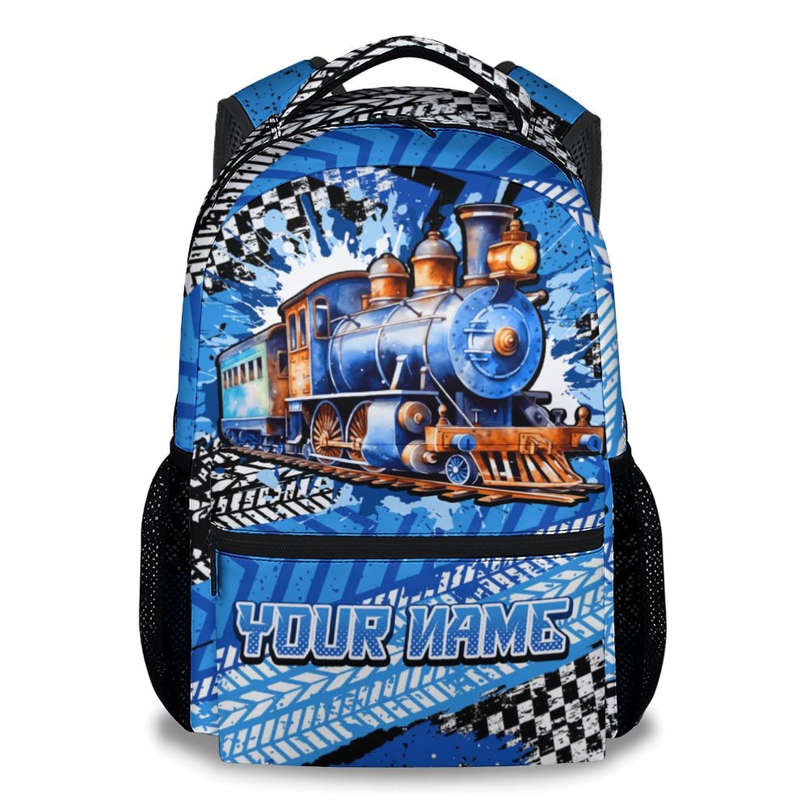 AIOMXZZ Kids' Backpacks, Personalized Train Backpack for Boys, 17" Toddler Bookbag for Elementary Preschool Kindergarten, Lightweight School Bag