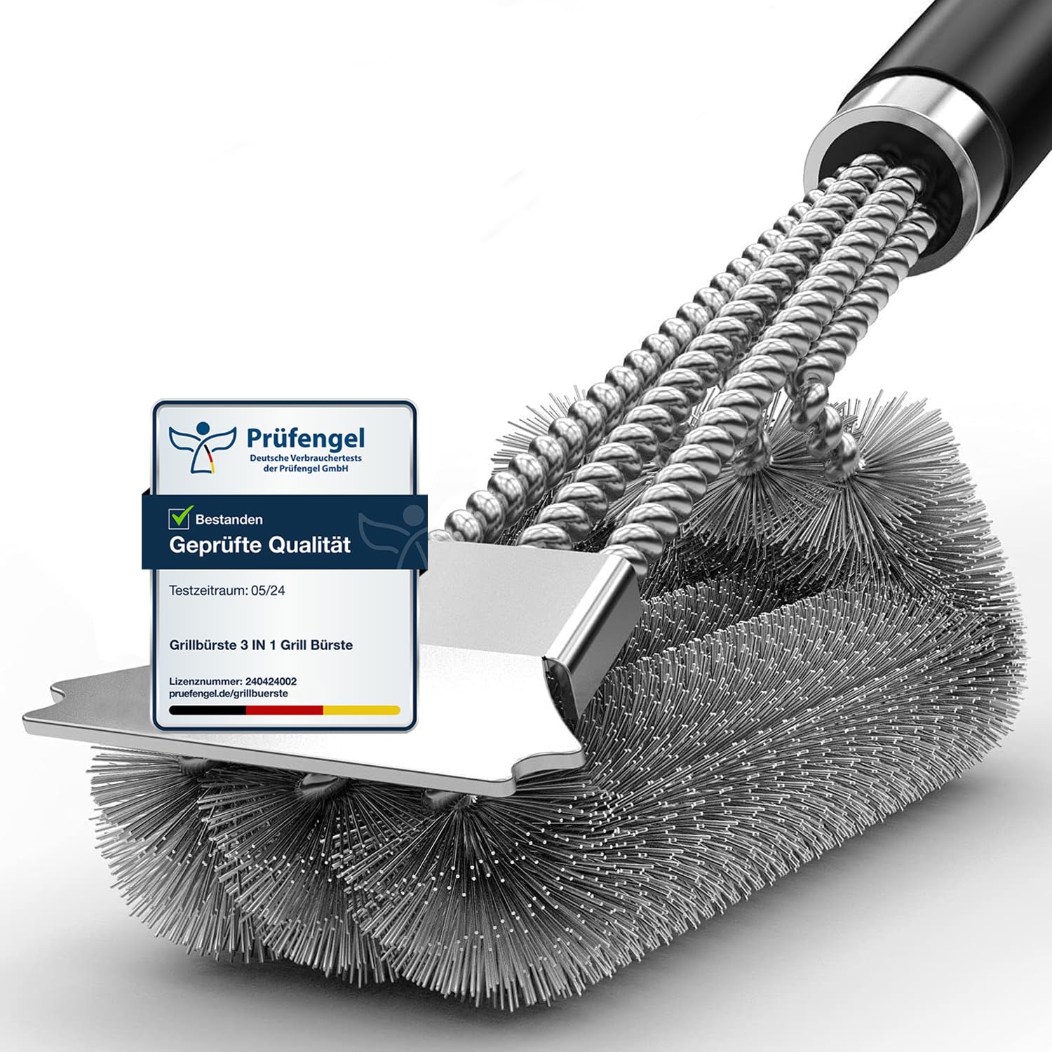 Spazzola Per Barbecue In Acciaio Inox, 42 Cm, Con 3 File, Con