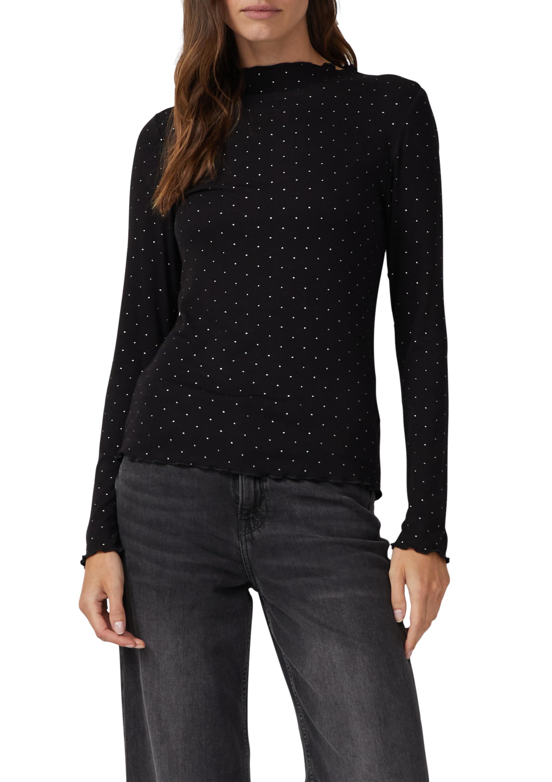 s.Oliver Geripptes Jerseyshirt im Slim Fit mit Metallic-Print