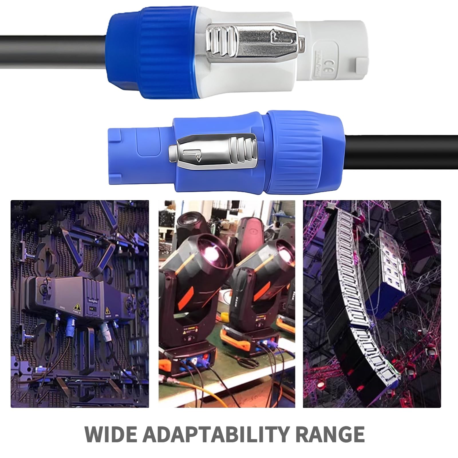 1 x zewnętrzny wodoodporny kabel zasilający 3 x 1,5 mm², elastyczna gumowa osłona do ruchomych głowic, stojaków audio scenicznych i instalacji tymczasowych (10 metrów)