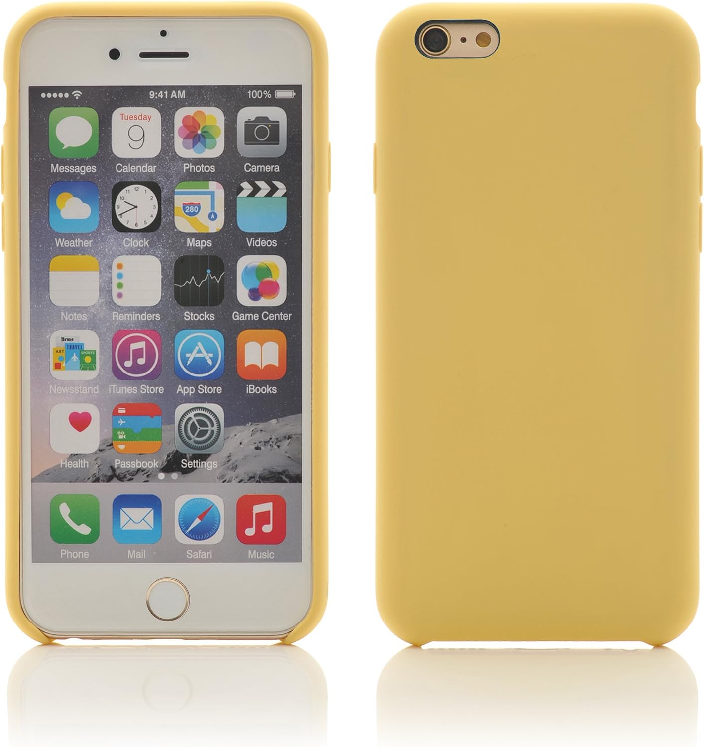 iProtect Rubberized Plain Color Design Matte Phone Cases - Silicone Protective Bumper Case for Apple iPhone 6 and 6s (4.7 Inch) in Yellow