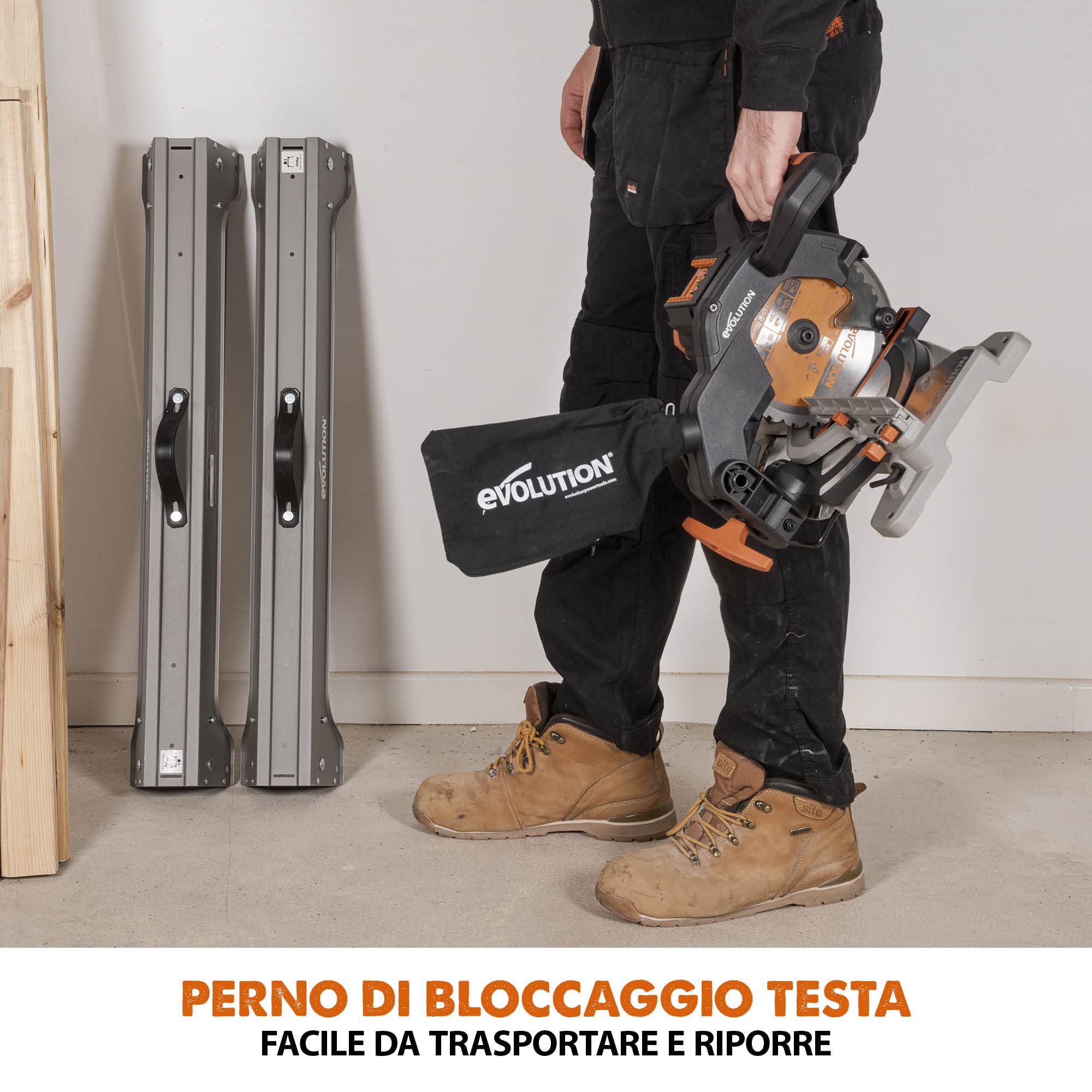 Evolution Troncatrice composta a batteria R185CMS-Li da 185 mm 18 V Li-Ion EXT Inc Lama multimateriale
