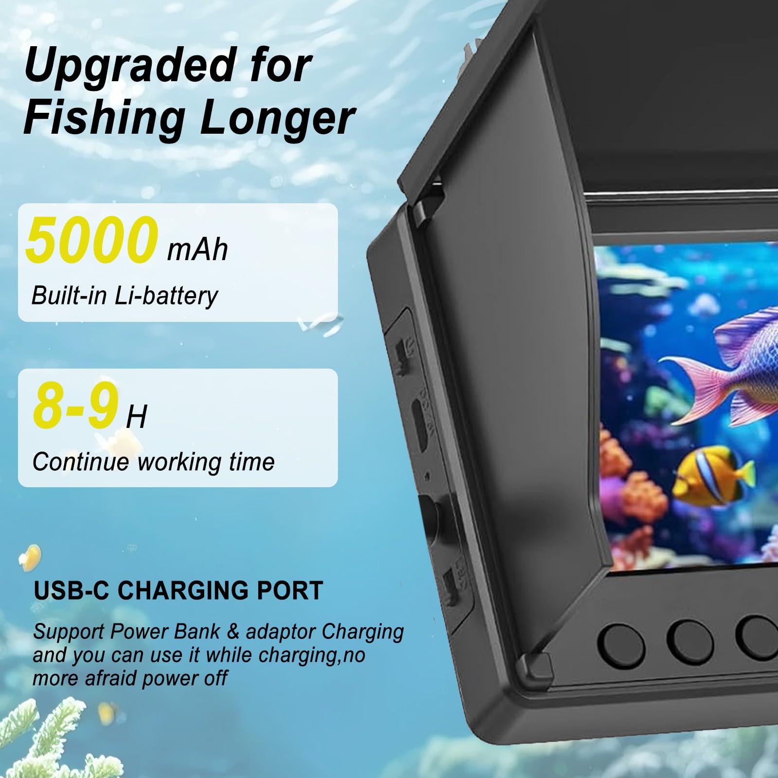 Fishfinder, Unterwasserkamera Angeln mit 220° HD Kamera, IP67 Fish Finder Kamera mit 4.3 Zoll IPS Display und 30m Kabel, Tragbarer Fishfinder für Meeresangeln Fluss Angeln Eisfischen