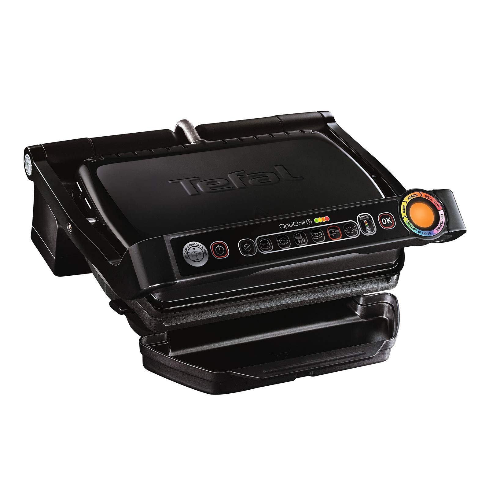 Tefal Optigrill + Black Edition GC7128 2000 W 6 Cooking Modes, Progress Indicator, Thickness Sensor, Removable Trays, Removable and Dishwasher Safe