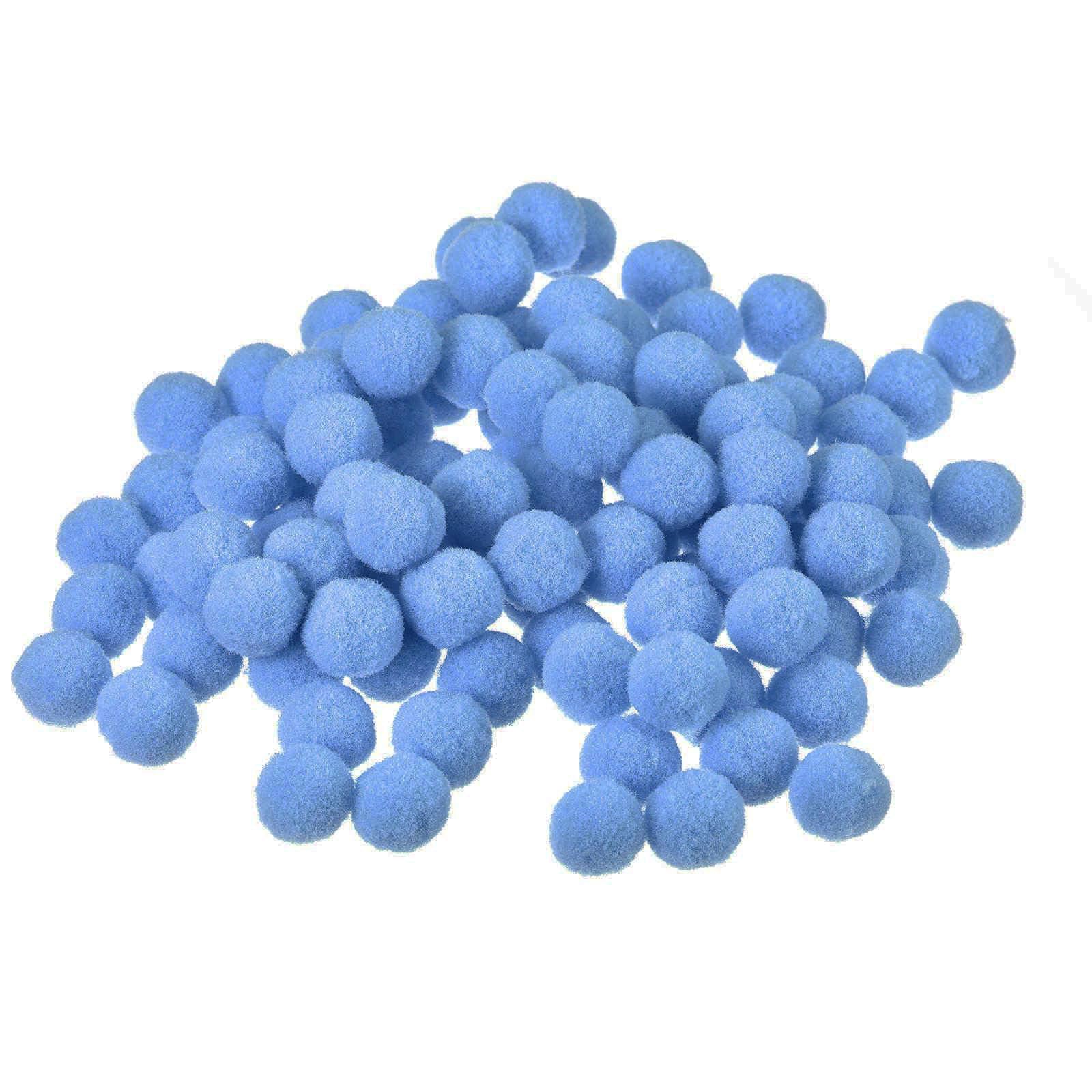 Kravonix 100Pcs Pom Felt Balls, 1.5cm Sky Blue Fabric Pom Poms for Crafts, Festive and DIY Decor