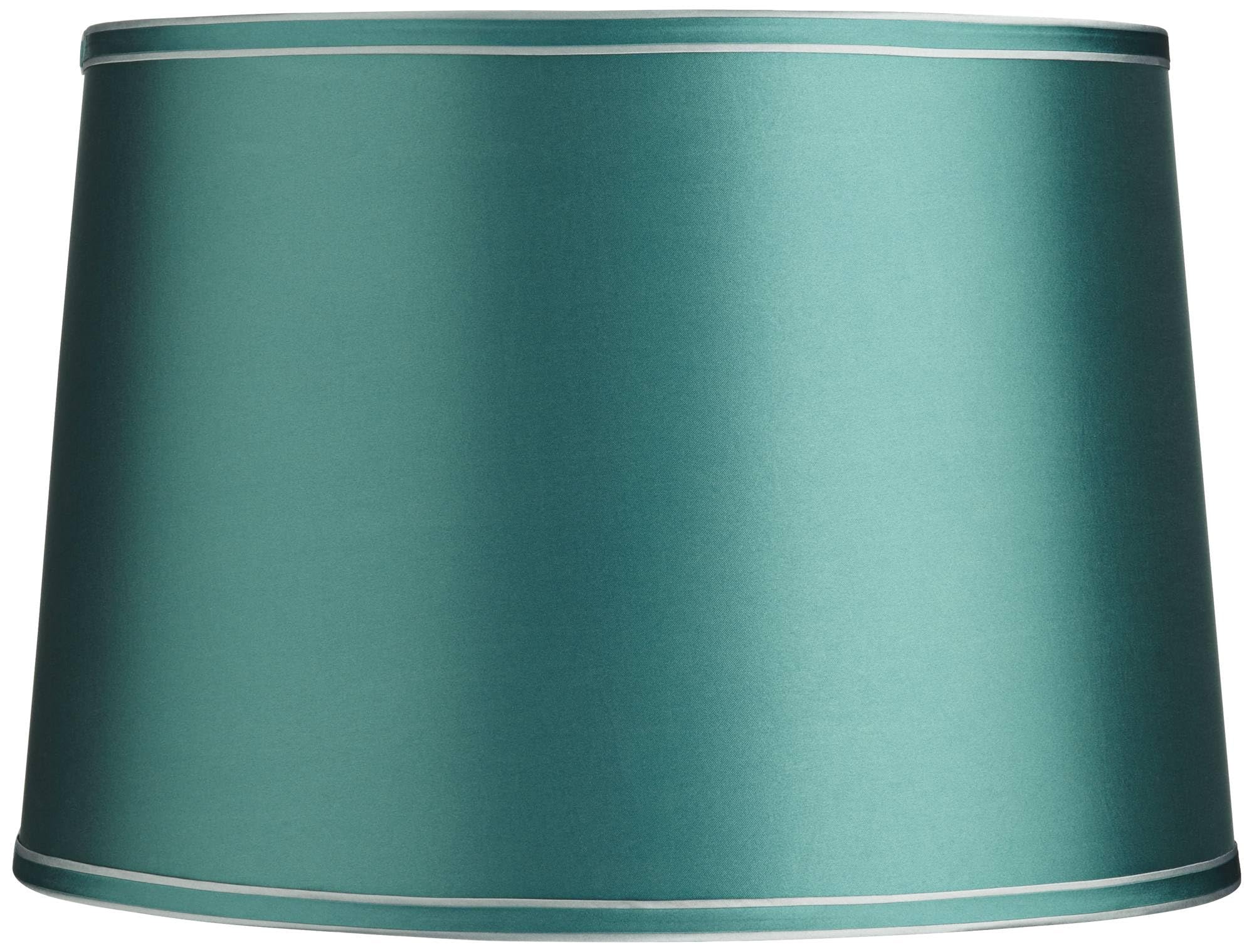 Soft Teal Large Drum Lamp Shade 14" Top x 16" Bottom x 11" High x 11" Slant (Spider) Replacement with Harp - Springcrest