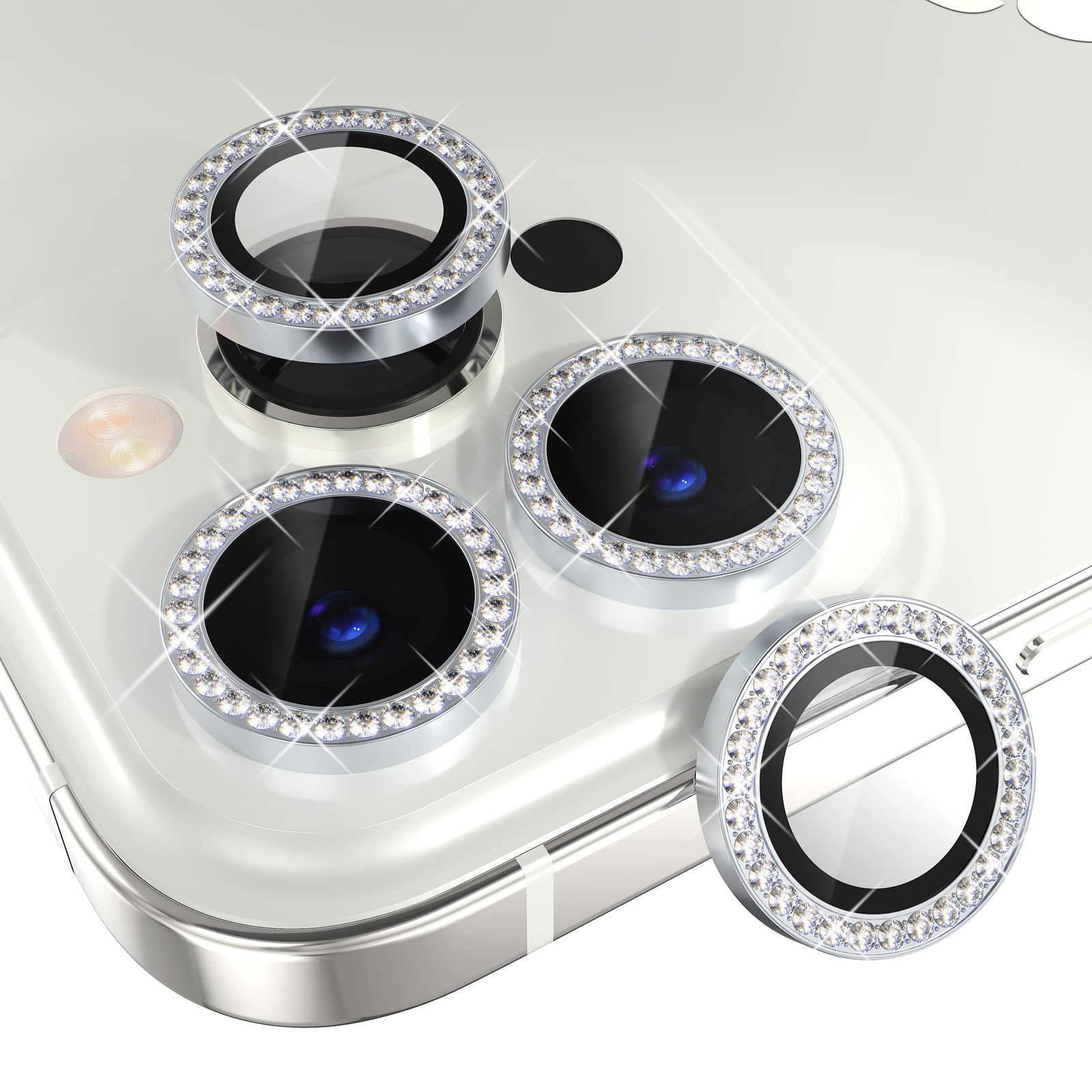 Choiche Compatible for iPhone 14 Pro/iPhone 14 Pro Max Camera Lens Protector Bling, 9H Tempered Glass Camera Cover Screen Protector Metal Ring