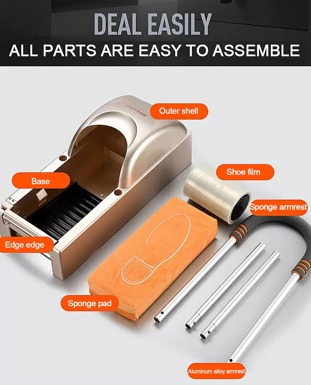 Dispensador AutomáTico de Cubrezapatos con Reposabrazos Desmontables y 3 Rollos de LáMinas Desechables para Calzado