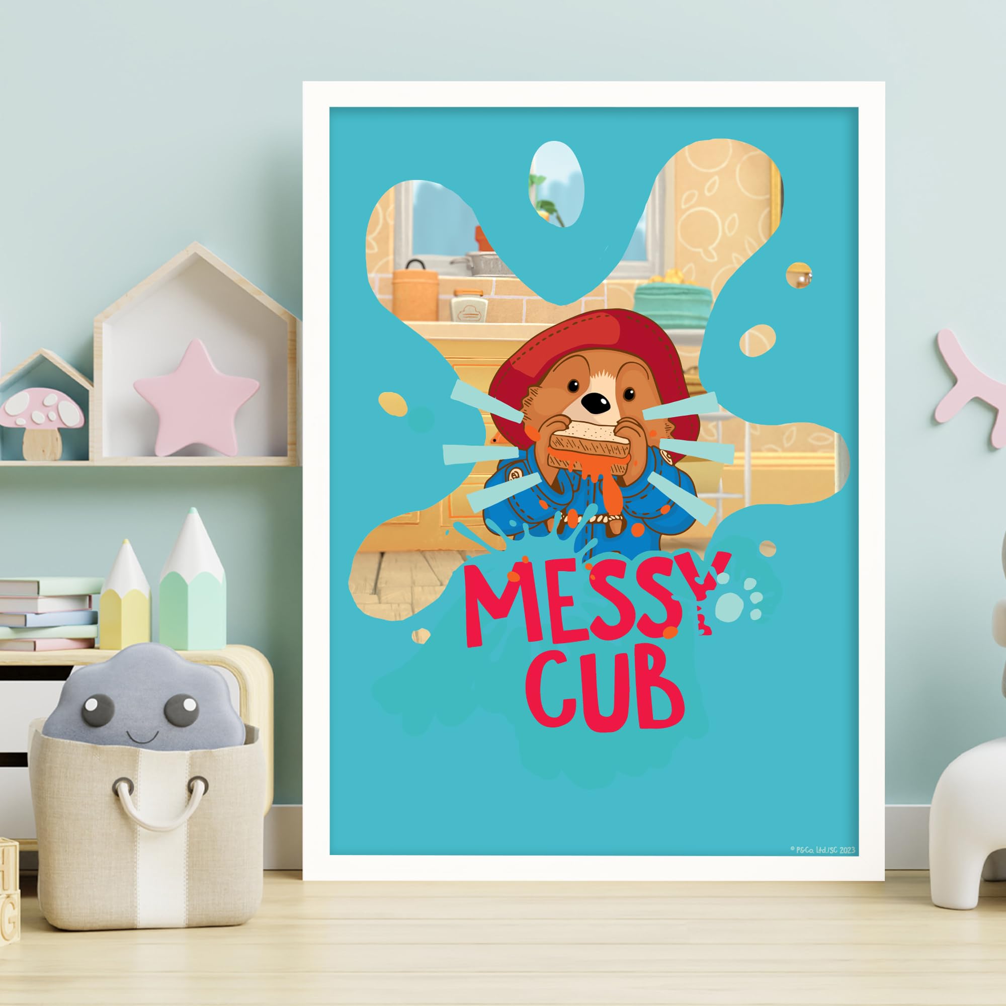 Themed Paddington Bear Print - Messy Cub Kids Wall Art Paddington TV (21cm x 29.7cm - A4)