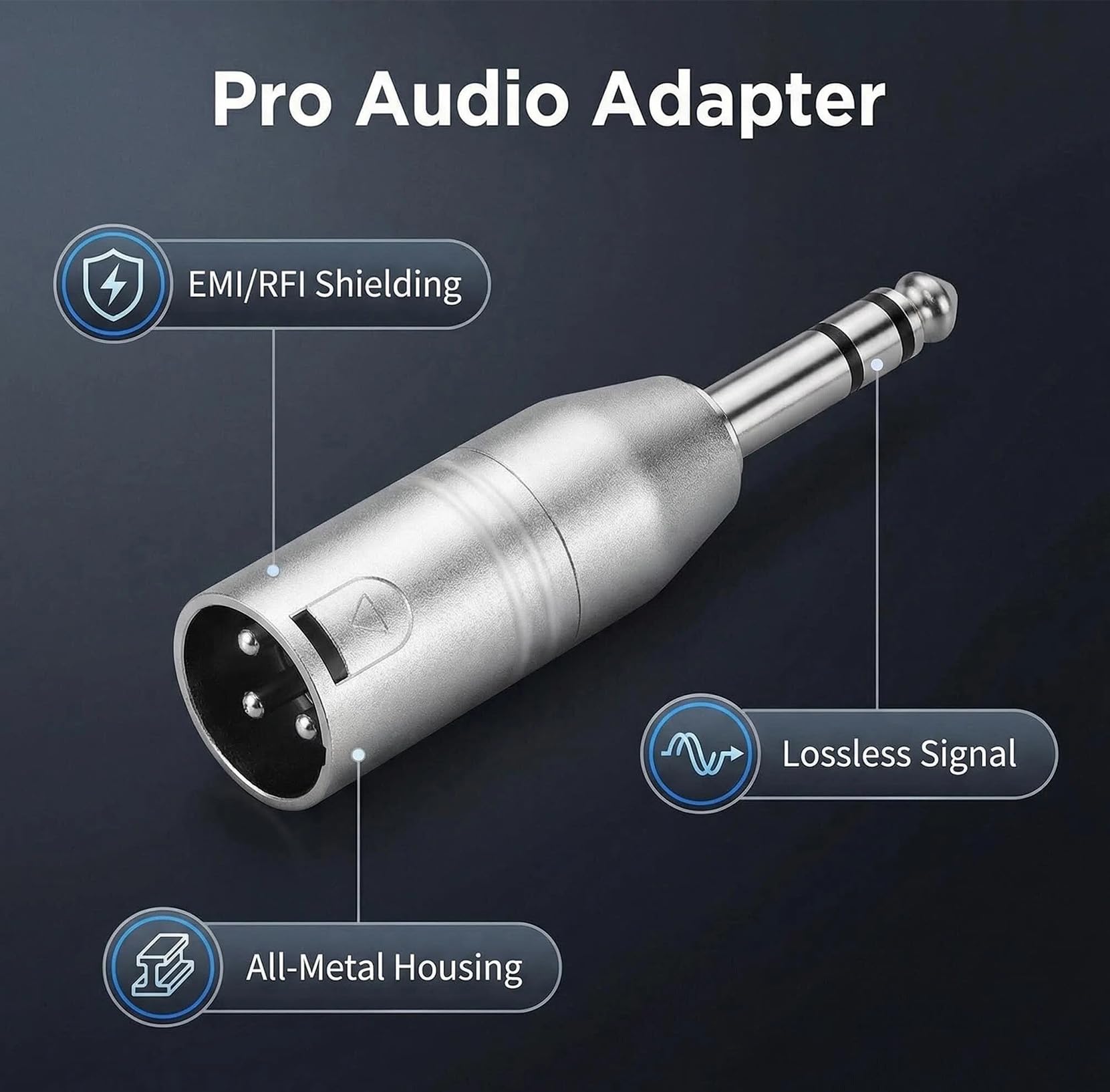 Maoggha 2 Piezas Adaptadores de Audio TRS de 6,35 MM, Adaptadores XLR a Jack de 6,35 mm, Câble Adaptateur Jack, Macho Adaptador, Compatible para Micrófono, Altavoz (Stereo) — view 5