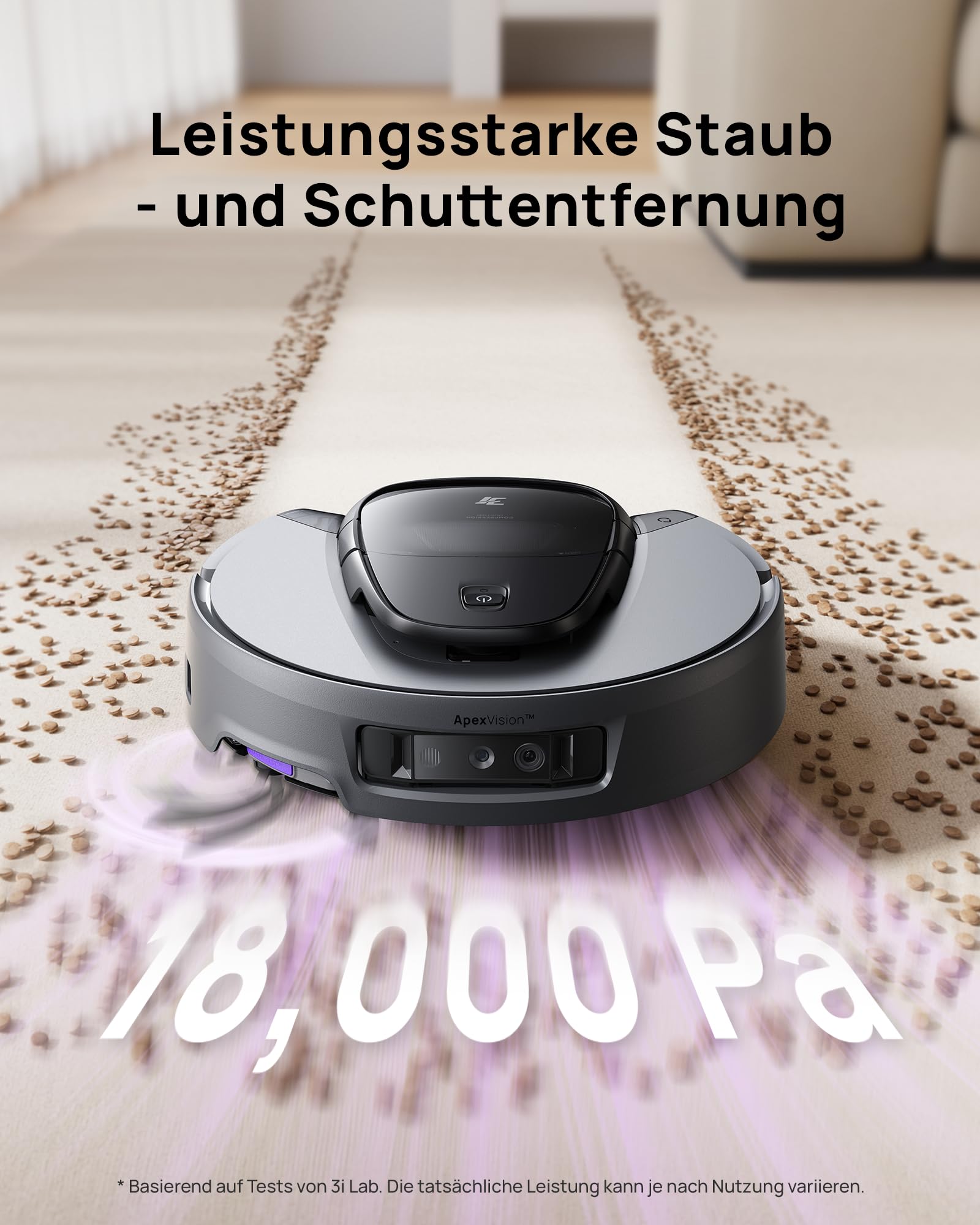 3i G10+ Saugroboter mit Wischfunktion, Automatische DustCompactor, 18000 Pa Saugkraft, Einziehbare Seitenbürste und Wischmopp, Intelligente Navigation, KI-Hindernisvermeidung