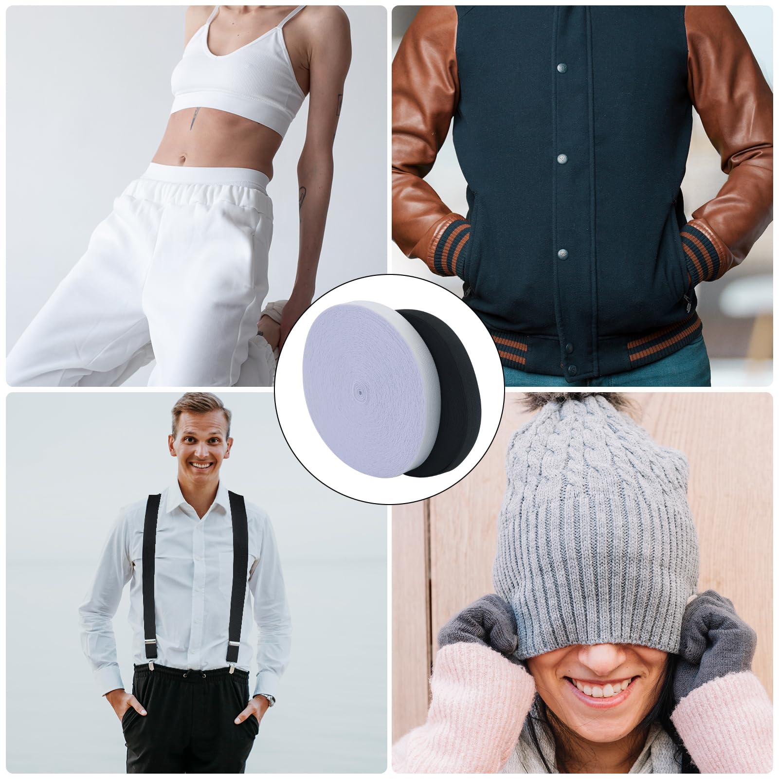 Nastro Elastico Per Cucito 20m X 20mm - Bianco E Nero Per Orli, Pantaloni E Progetti Fai Da Te - Foto 4