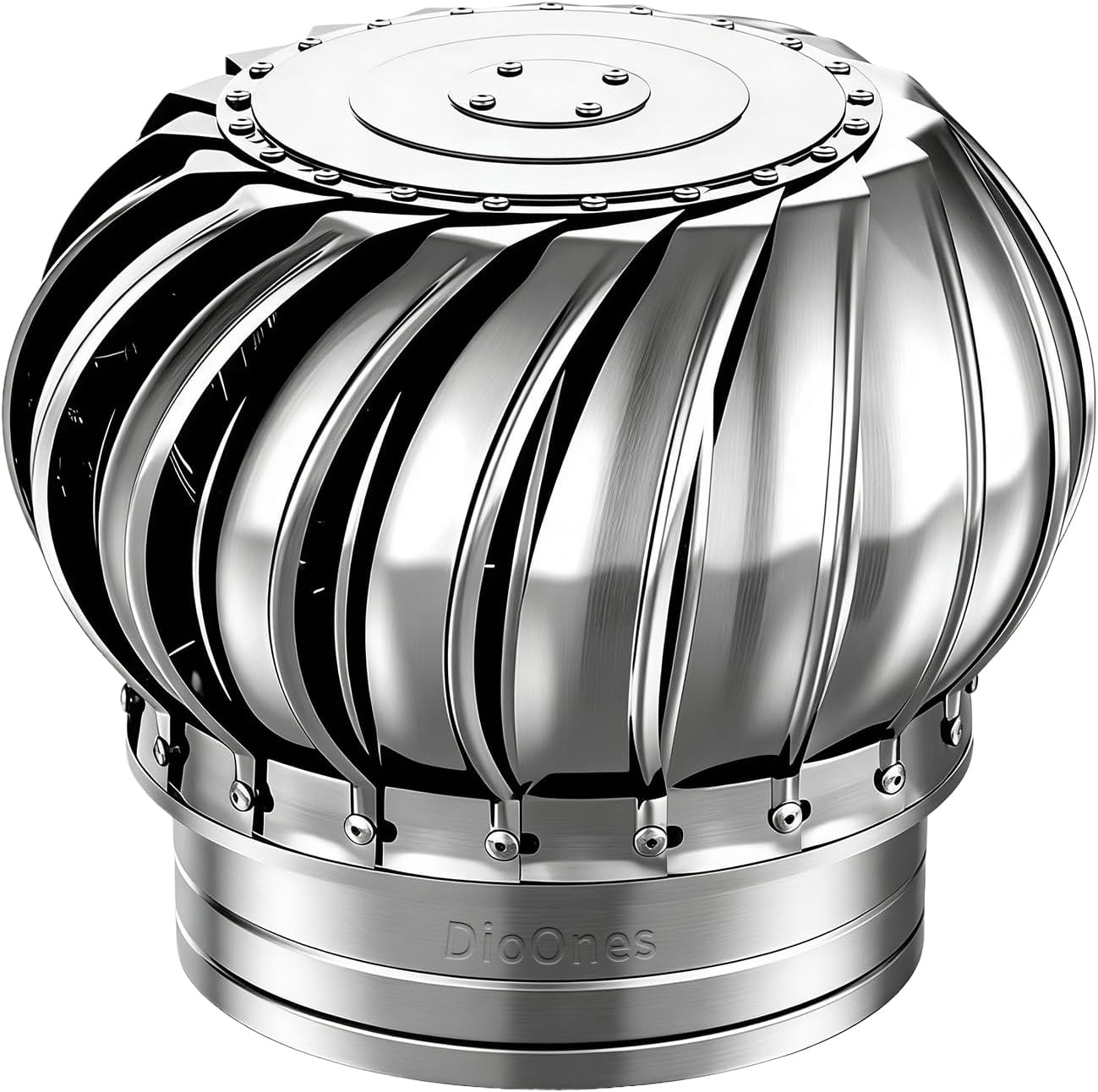 Stainless Steel Turbine Roof Ventilator, 304 Grade Metal Wind Turbine Cap, 4.3" 7.9" 11.8" Inch Attic Exhaust Vent, Rainproof Silent Operation (200mm (7.9 inches))