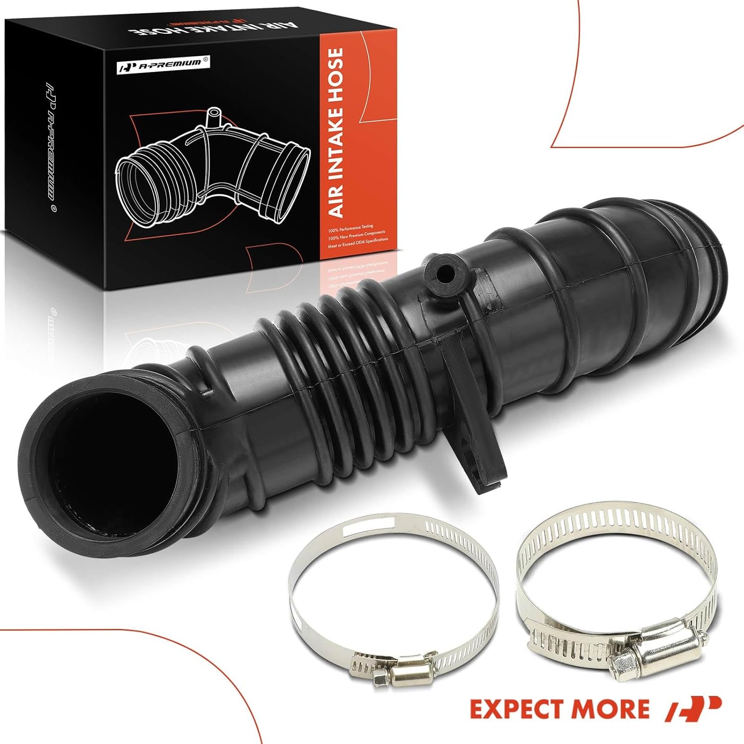 A-Premium Engine Air Clean Intake Tube Hose with Clamps Compatible with Ford Escort 1988-1991 & Mazda Protege 1990-1995 & Mercury Tracer 1991-1996, 1.8L