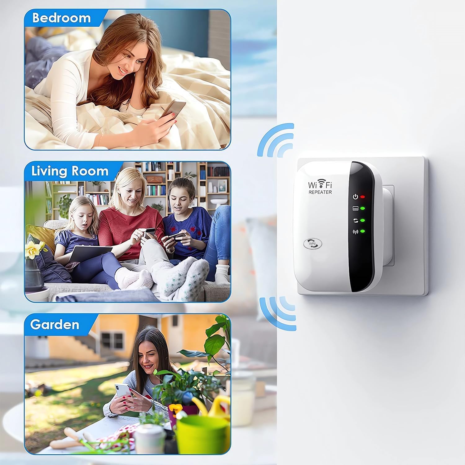 WiFi Extender, WiFi Booster, Covers Up to 3200 Sq.ft and 45 Devices WiFi Repeater, Internet Booster - with Ethernet Port, Quick Setup, Home Wireless Signal Booster, UK plug — view 6