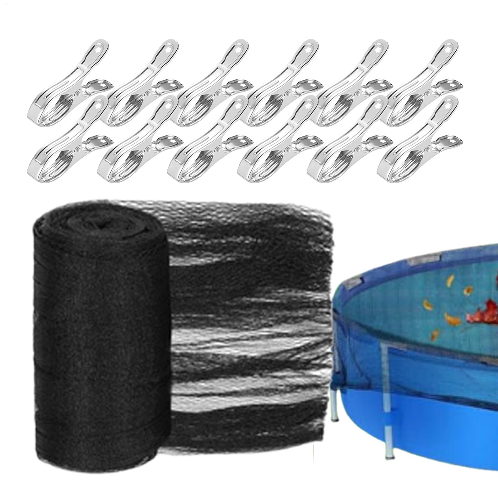 Cubierta de piscina segura con 12 clips | Red de agua de protección solar para niños y mascotas | Solución de seguridad para piscinas interiores y exteriores y jacuzzi