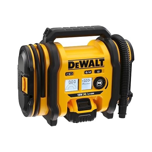 DEWALT DCC018N-XJ 18V XR Inflator with Digital Gauge | 18V XR Inflator and Deflator with Digital Gauge, Auto Shut Off, LED Light and Max Pressure 11 bar for tyres.