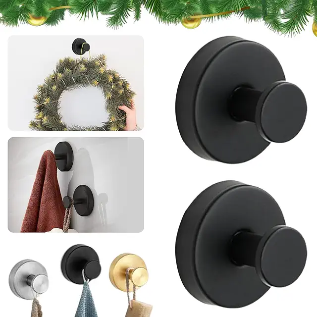 Lot de 2 crochets à ventouse en acier inoxydable pour serviettes de salle de bain