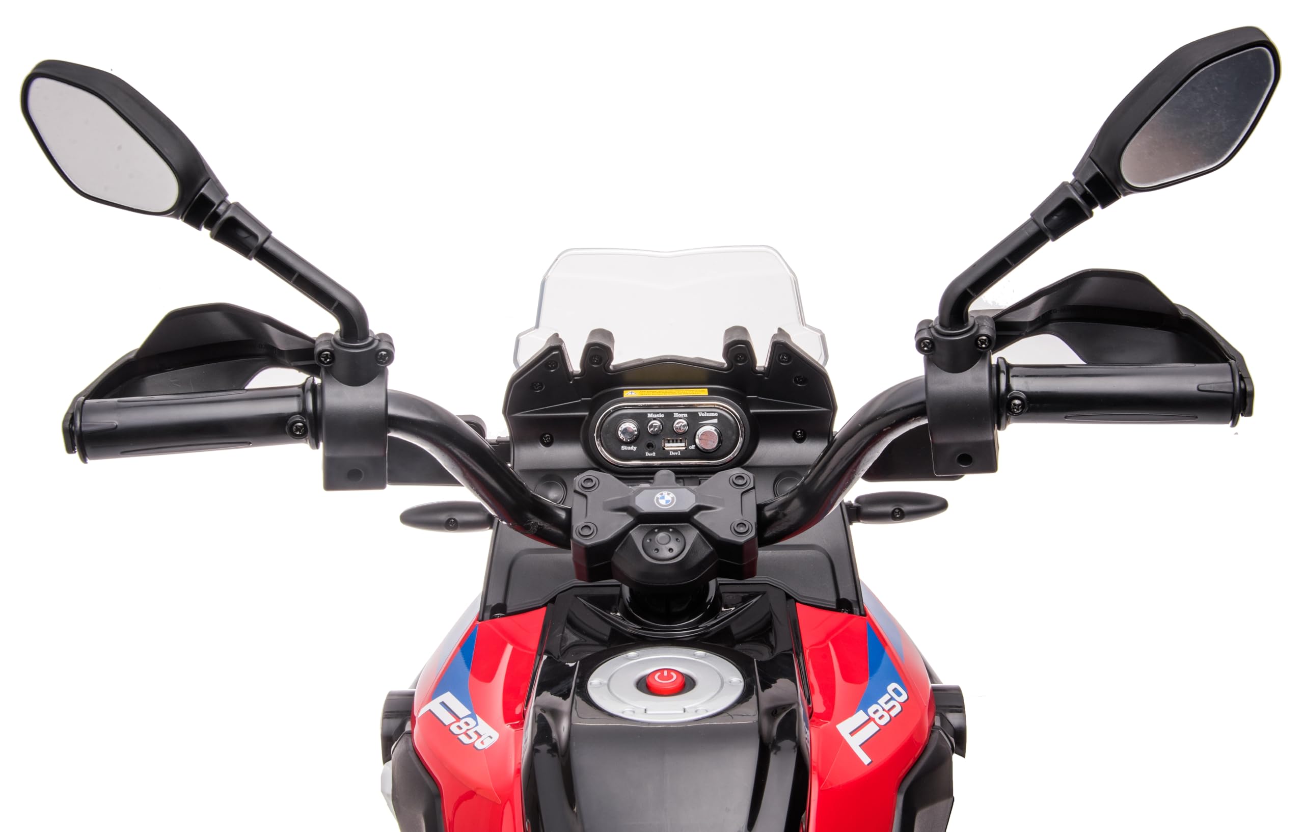 Motocicletta BMW F 850 GS Moto Elettrica Bambini 12V Ruote in Gomma EVA Rotelle Removibili Cavalletto in Metallo Luci LED USB Suoni Sedile Ampio 3–8 Anni Sospensioni fino a 30 kg Rosso