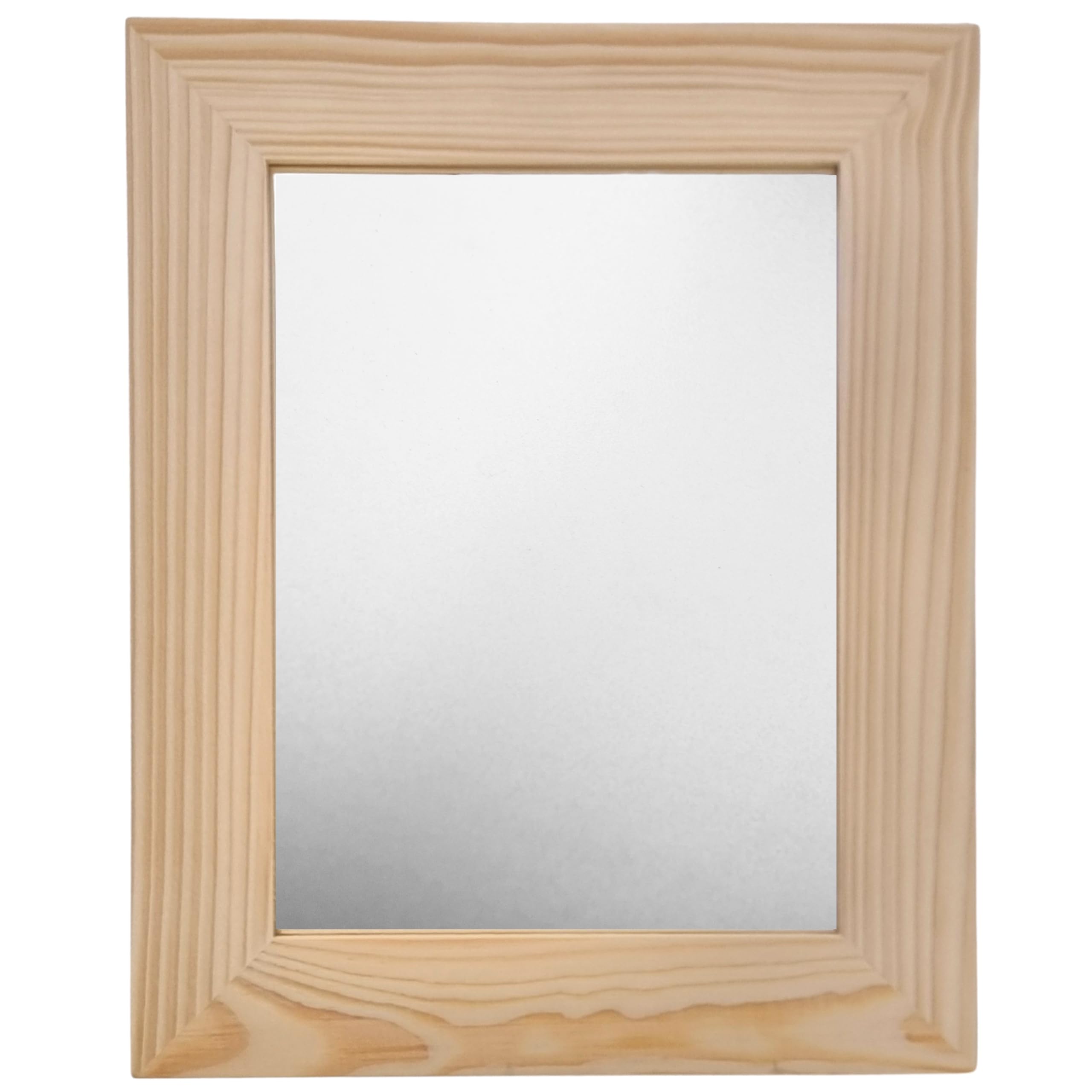 WooDeeDoo Unpainted Wood Framed Mirror | Glass Size 22.5x16 cm / 8.85x6.29 | Wall Mountable | Plain Blank Pine To Decorate For Crafts