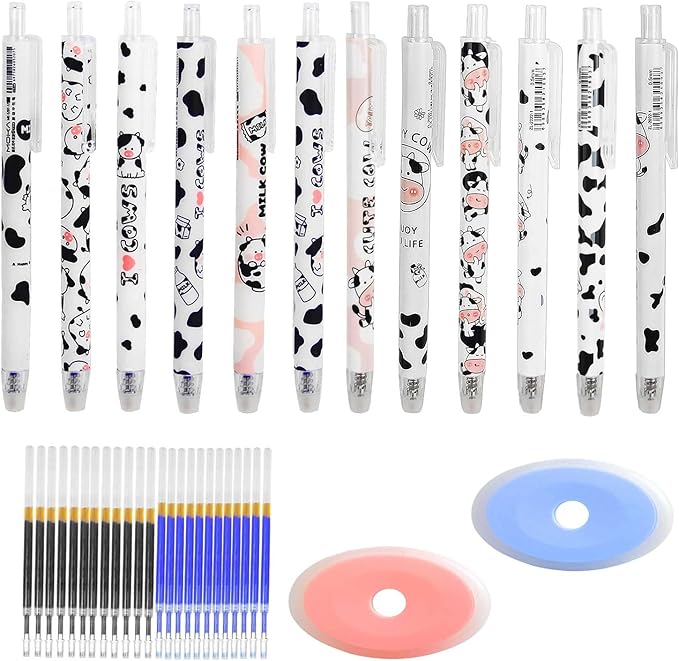 12x Radierbare Kugelschreiber 0,5mm - Gelstifte Mit 18 Ersatzminen Für Schule & Büro