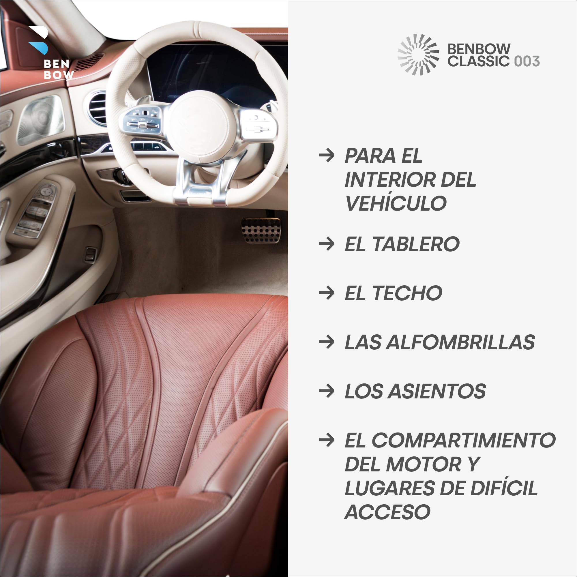 BenBow Pistola de Limpieza de Aire comprimido Classic Brush – Elimina eficazmente la Suciedad en Autos, Camiones, autobuses y maquinaria de construcción – con depósito de 1 litro para detergente