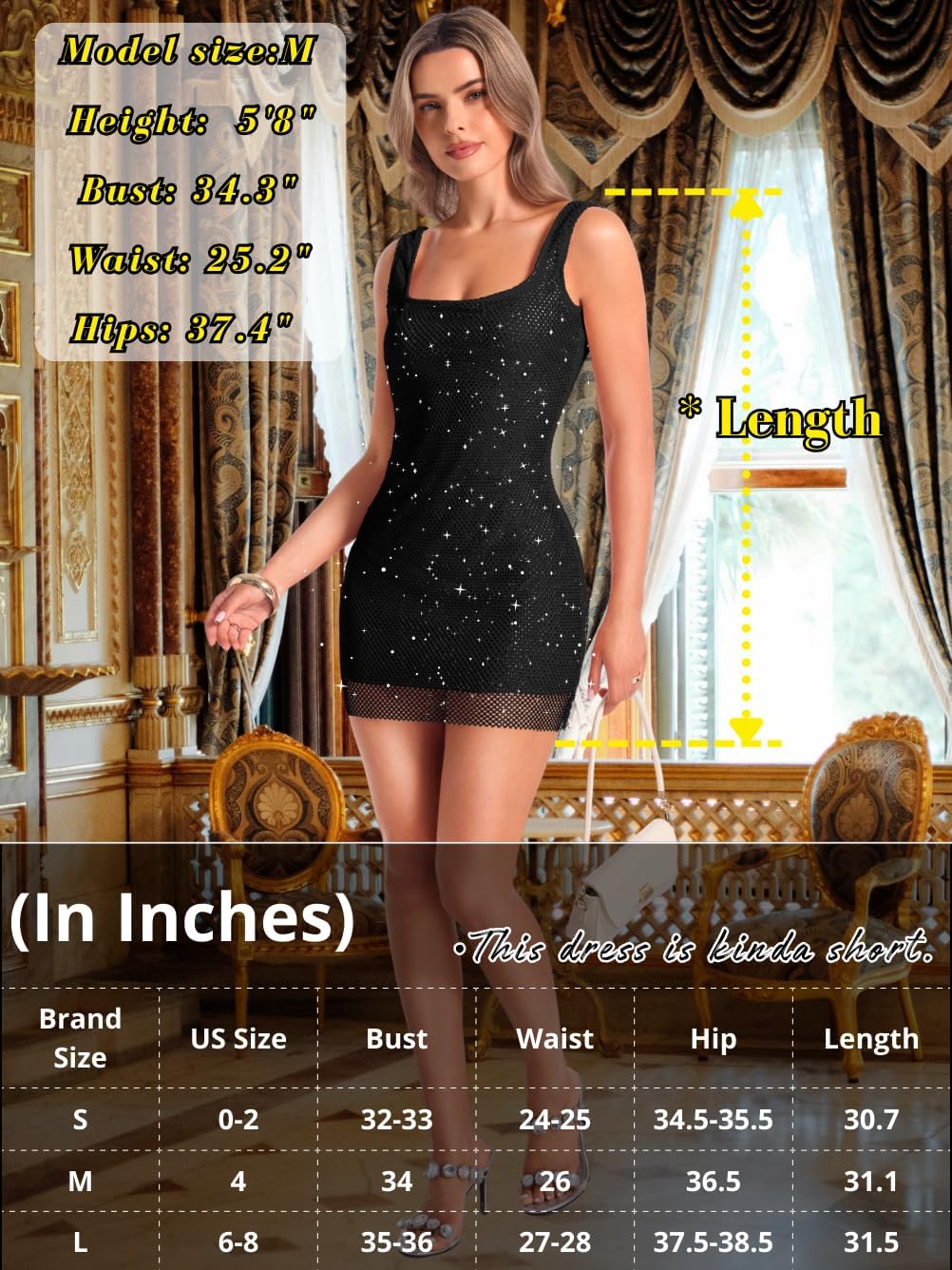 Rhinestone Mini Dress,Sparkly Embellished Dresses for Women,Sexy Homecoming Birthday Party Nye Outfits - Image 6
