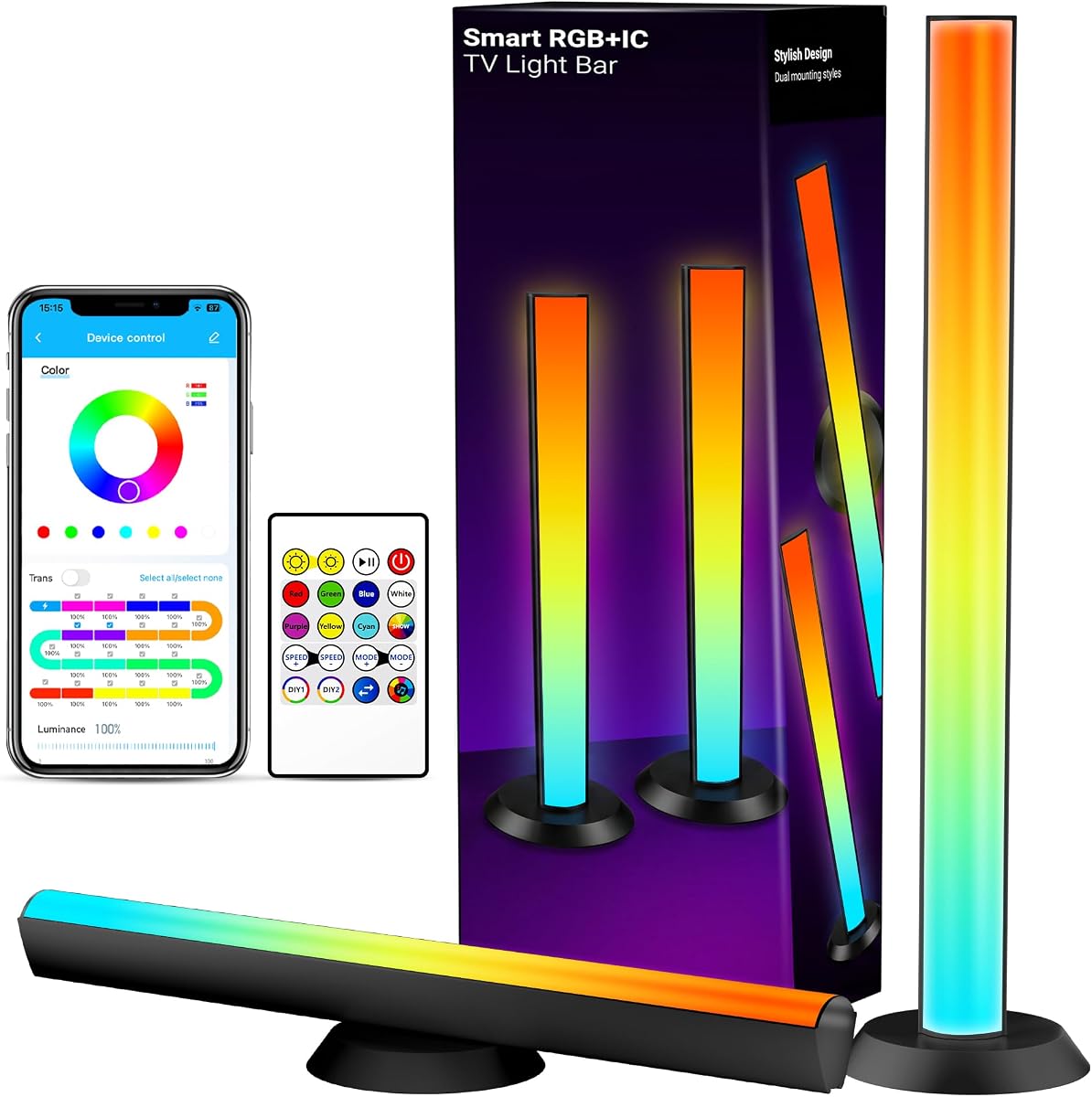 TJOY Barra de luz inteligente Wi-Fi, compatible con Alexa y Google Assistant, luces de escritorio para juegos con sincronización de música y modos de escena, barra de luz RGB para TV, iluminación ambiental para juegos, PC, monitor (solo WiFi de 2,4 GHz) | Luces de escritorio RGB con modos de escena y sincronización de música, barra de luz que cambia de color, iluminación ambiental para PC, monitor (solo WiFi de 2,4 GHz)