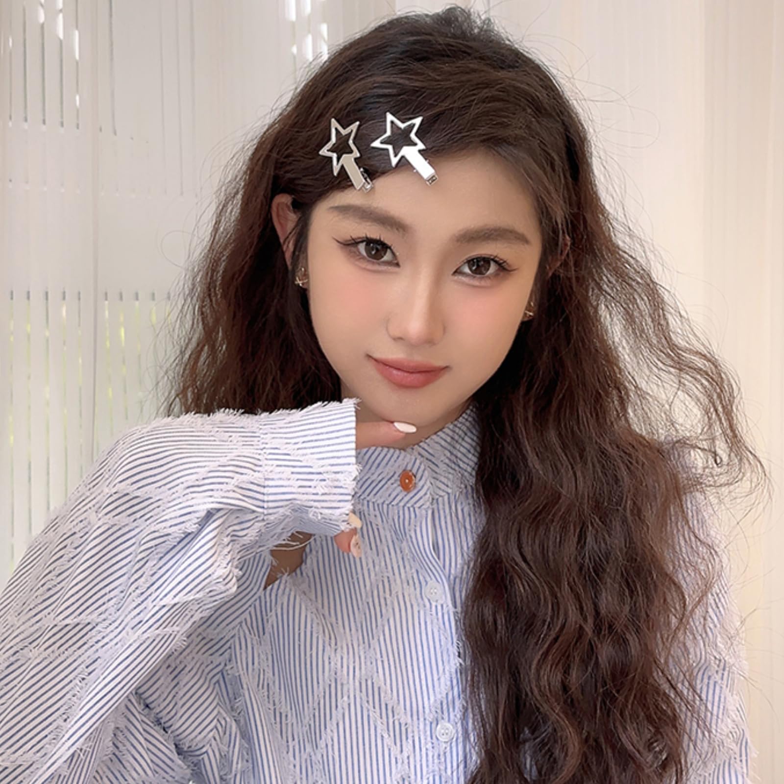 Amazon.co.jp: EZ PEACH ヘアクリップ メタル 星 ヘアピン 前髪