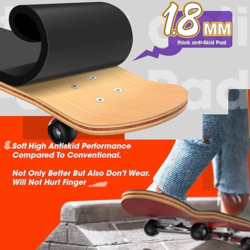 Miniatura 4 de Dizywiee Patineta de dedo, patineta de madera con rueda de rodamiento, mini patineta, regalo de cumpleaños para niños y niñas, tamaño 1.181 in x