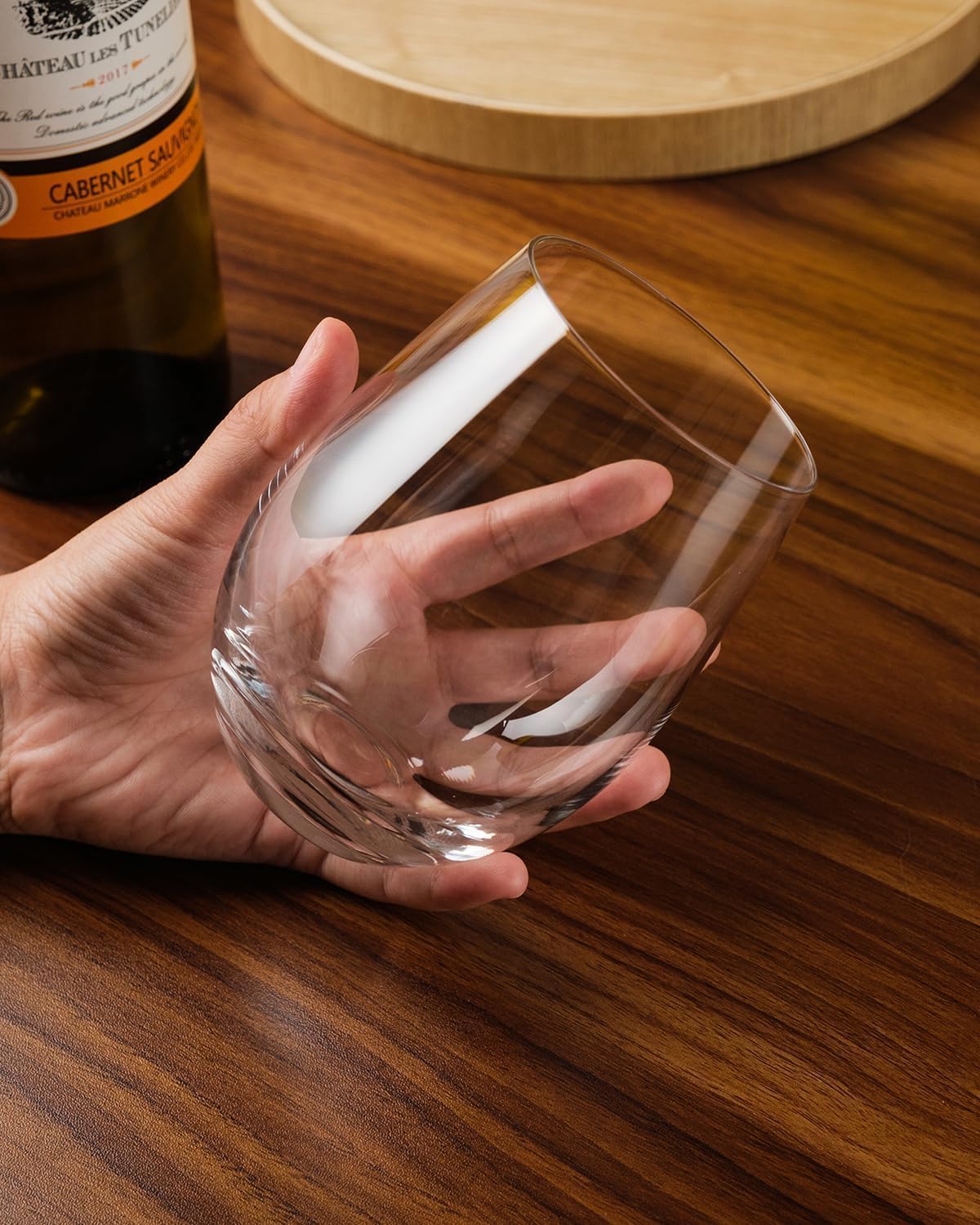 KING CRYSTAL Stemless Wine Glasses 4 Pcs 20 Oz Clear Drinkware Glasses Set of 4 Summer Drinks Glass Wine Glass Set Ideal Gift Shatterproof Glassware Party Glasses Set Dishwasher Safe