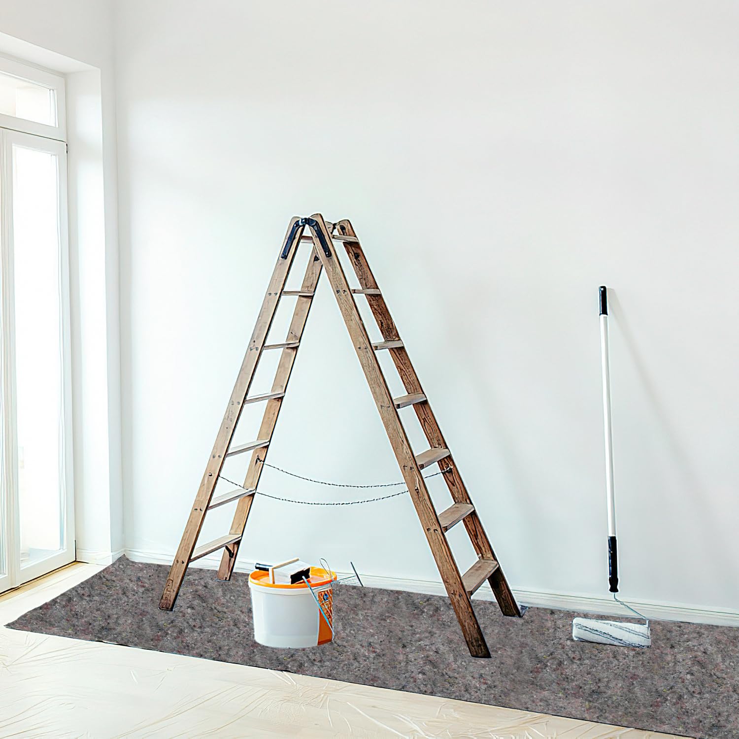 Fiqops Tessuto non tessuto di copertura, 50 m, 220 g/㎡, rotolo di piastrelle da pittura, 50 m, 50 m, copertura per pavimenti e lavori di pittura, 2 pezzi