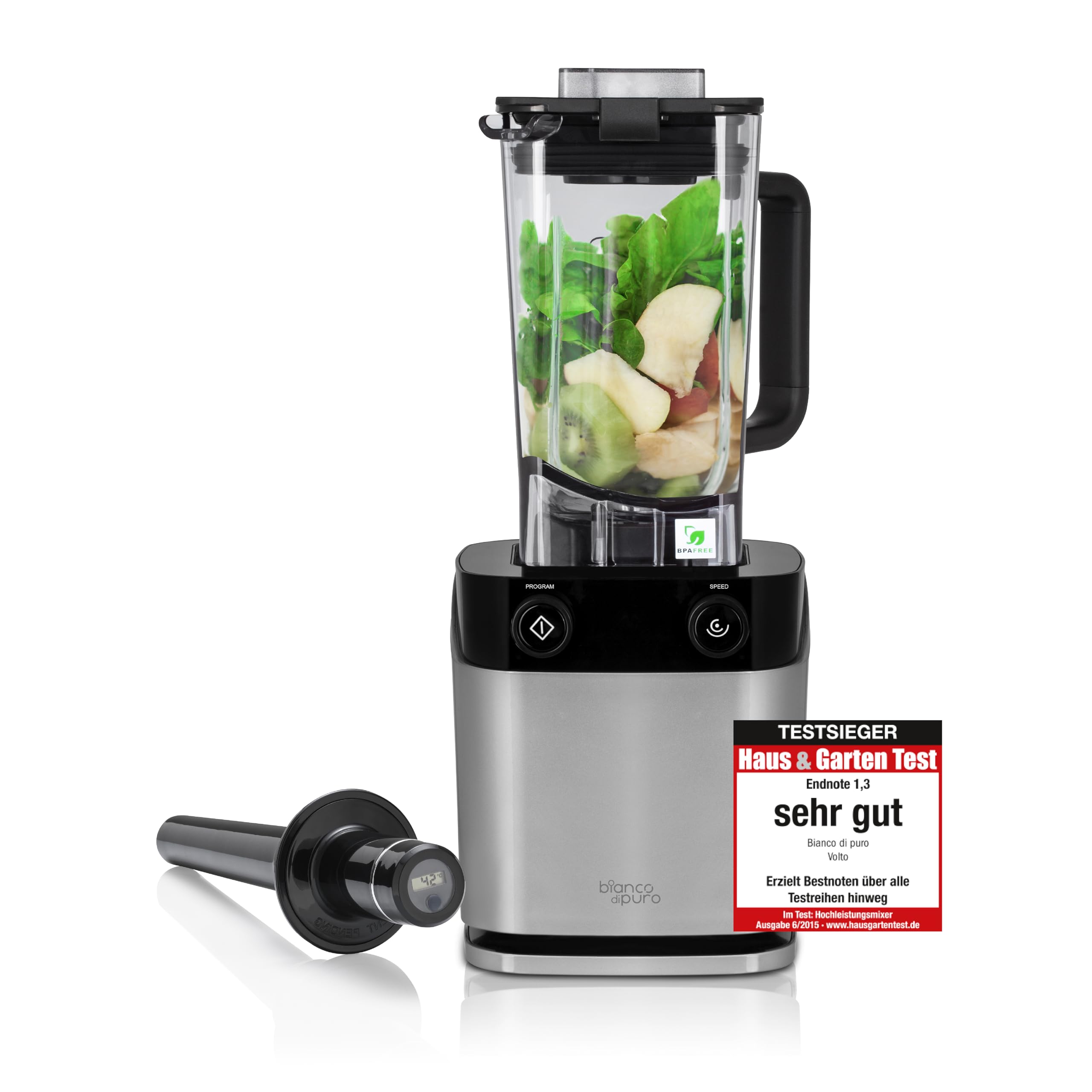 Hochleistungsmixer Volto N Smoothie Maker 8 Mixprogramme 1,5 Liter Füllvolumen BPA-frei - Bianco di puro ®