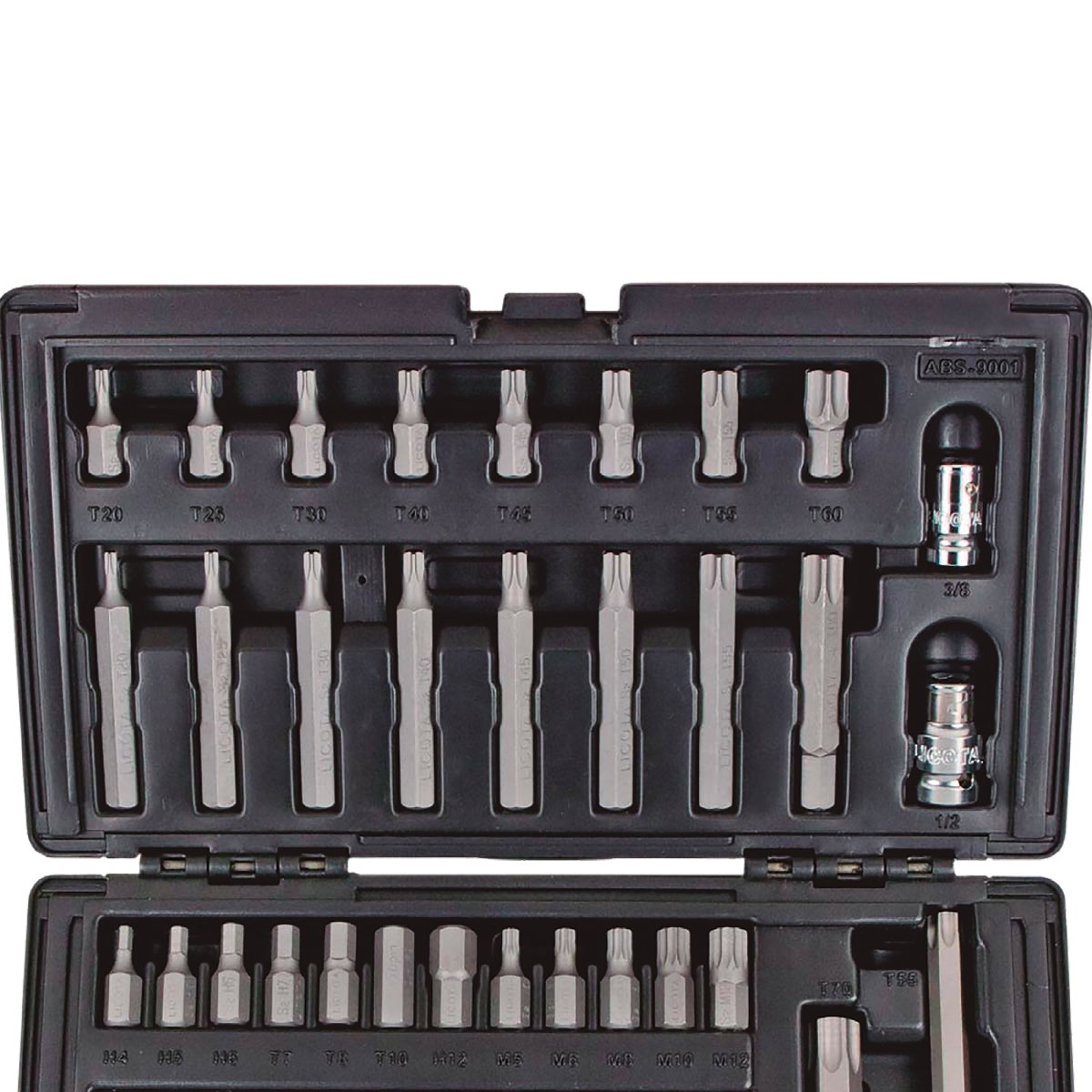 ESTUCHE 44 PUNTAS de 10MM Acero S2 para uso PROFESIONAL en taller mecánico de coche HEXAGONAL, TORX y SPLINE