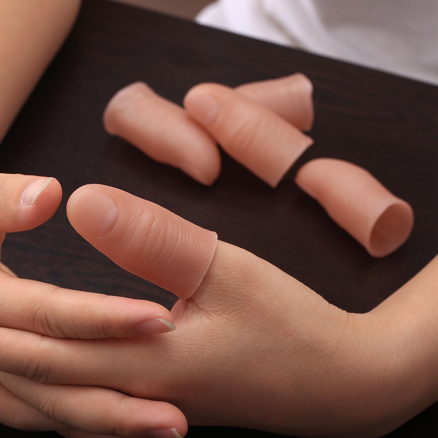 dophee Finger Magic Trick Fake Soft Thumb Tip Close Up Stage Show Prop Prank Toy (10Pcs) image 3