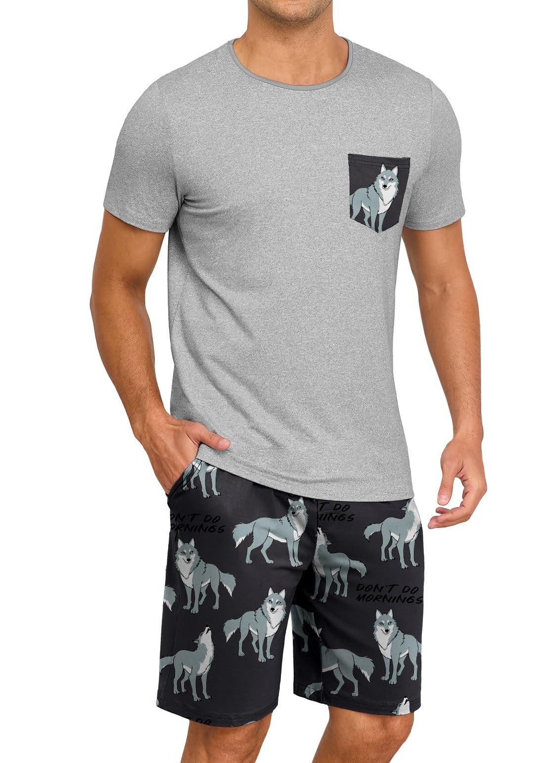 PrinStory Mens Pajamas Set Short Sleeve Pjs Sets S-3XL