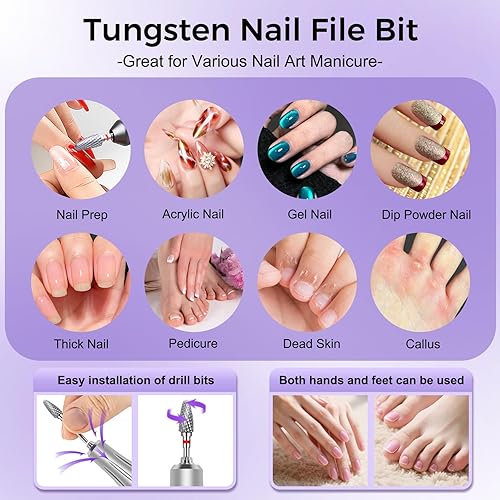 Miniatura 4 de Fantexy Juego de brocas para uñas acrílicas, 332 pulgadas, brocas profesionales de tungsteno para uñas, herramientas de arte de uñas, manicura y