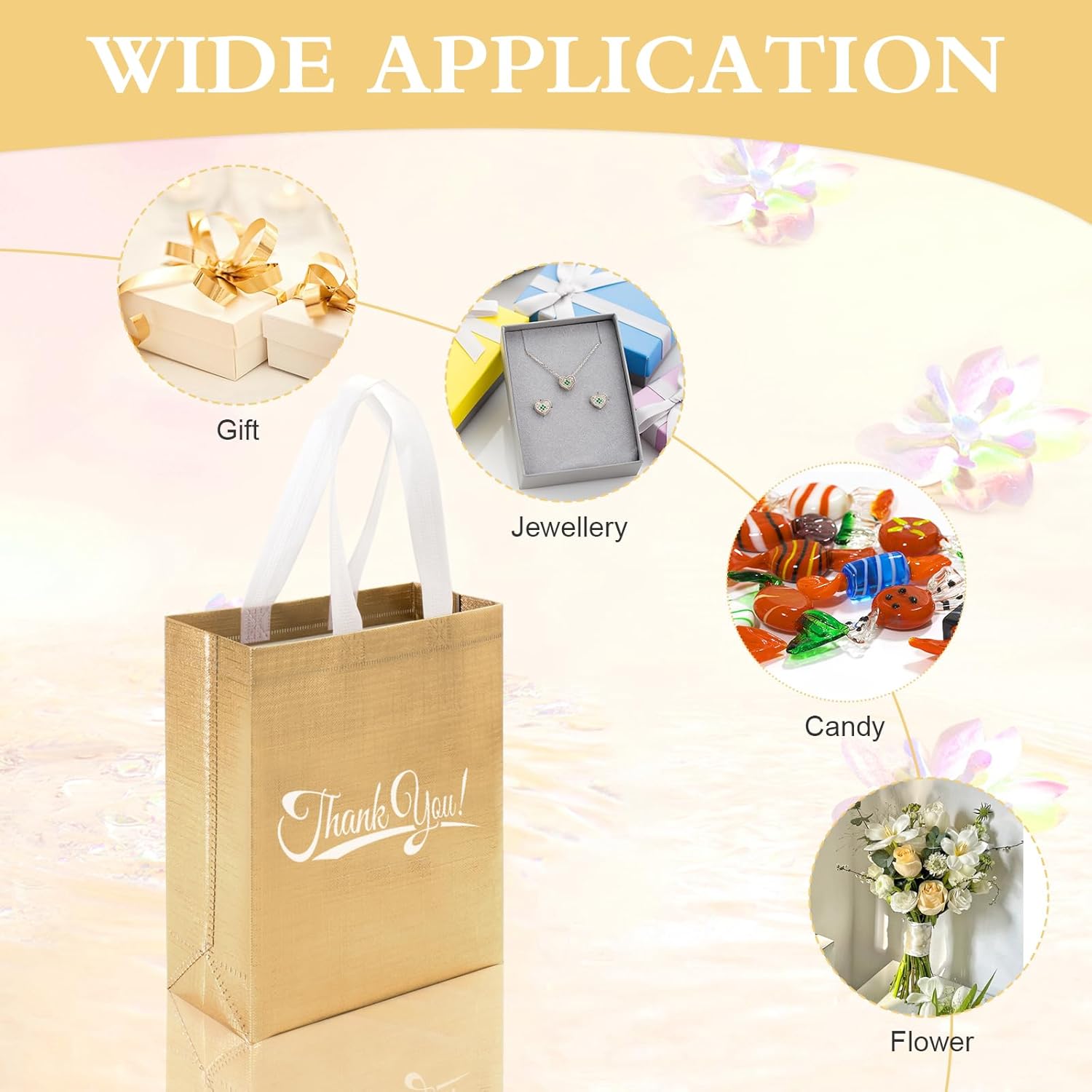 30 Pcs Thank You Gift Bags with Handles 10"H x 8"L x 4" W Inch Bulk Reusable Thank You Return Gift Bags Nonwoven Foldable Bag for Business, Shopping, Wedding, Baby Shower, Graduations, Party Favors - Image 5