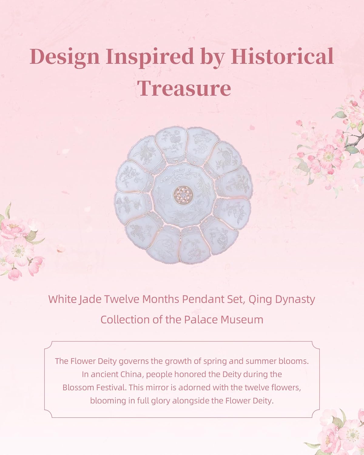 Twelve Flower Goddesses Compact Mirror, Mini Makeup Mirror with Small 2X Magnifying, Portable Double Sided Pocket Mirror for Purse, Pink Gifts for Women Girls