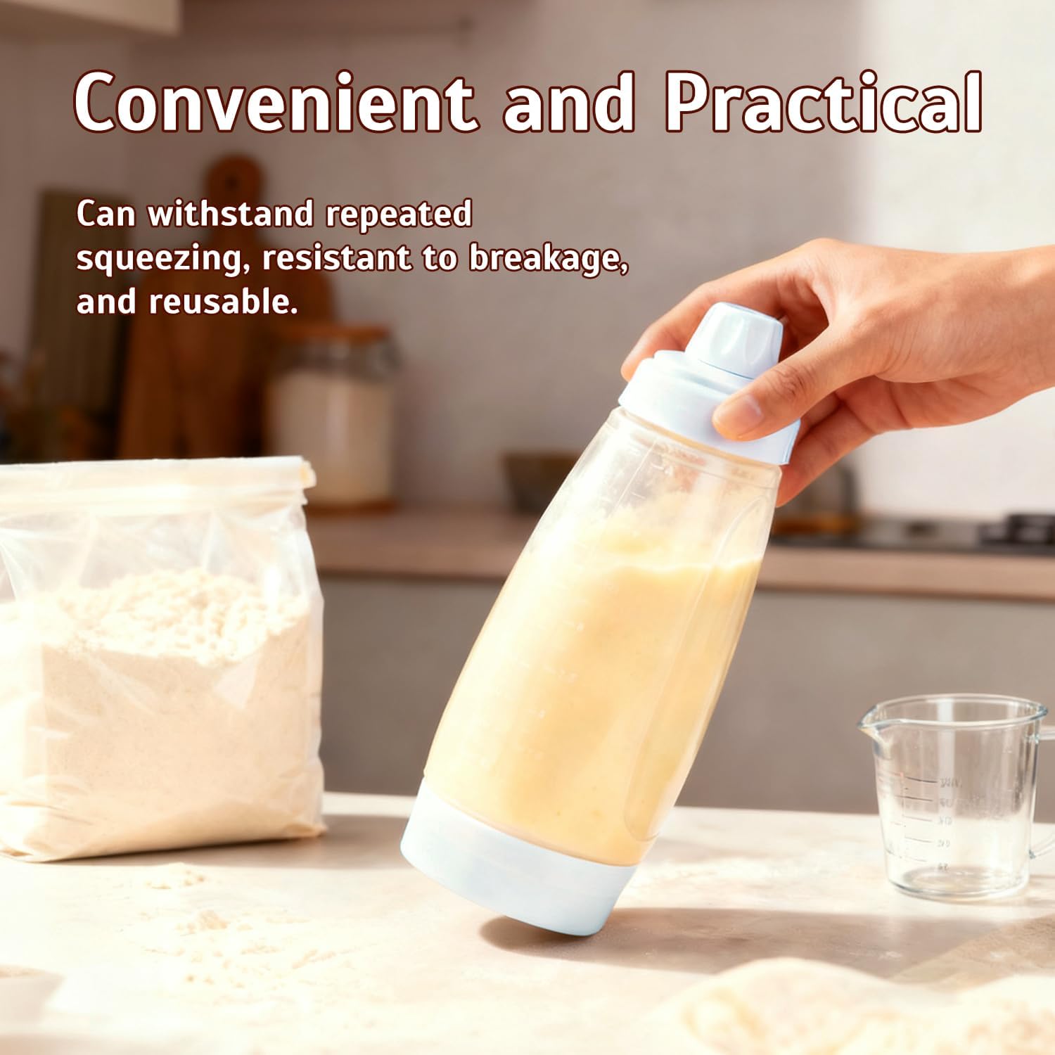 Pancake Batter Dispenser with Blender Balls,2 Pack Batter Mixer and Dispenser with Whisk Ball