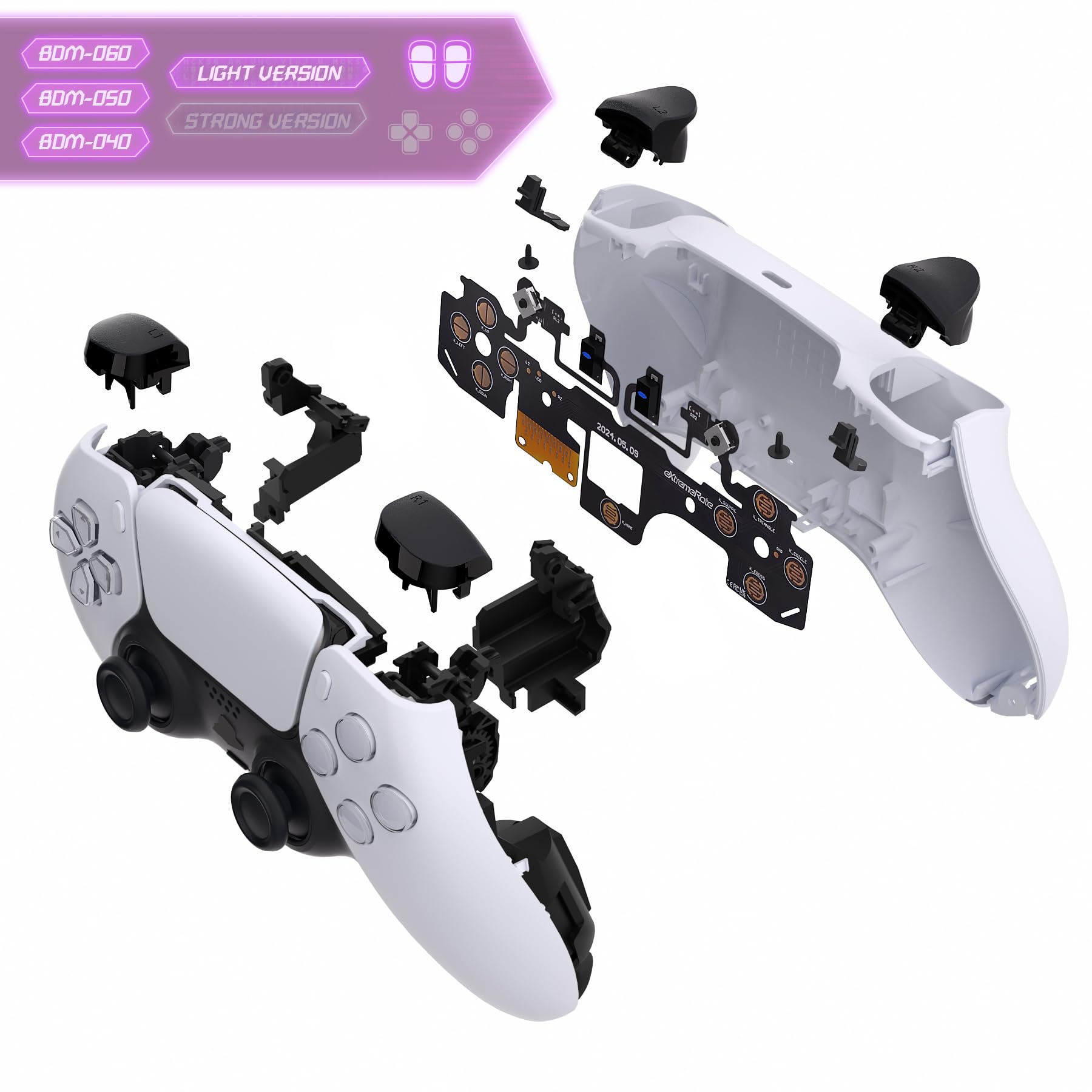 eXtremeRate Clicky Hair Trigger Kit V2 per ps5 Controller BDM 040 050 060, Microinterruttore L2R2 Trigger Stop Ergonomico Tasti L1R1 Tattili Mouse Click Kit per ps5 Joystick-Versione Leggera